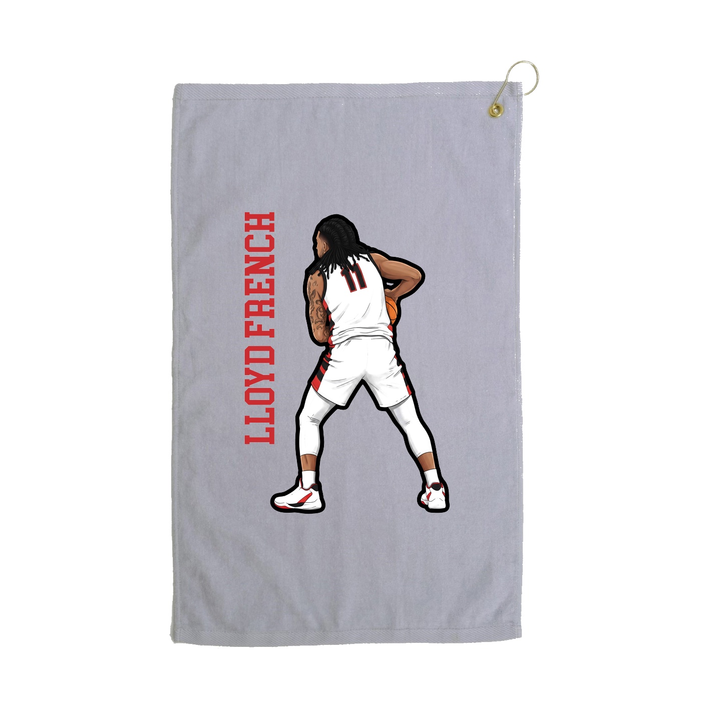 Golf Towel — Name Vertical in Grey
