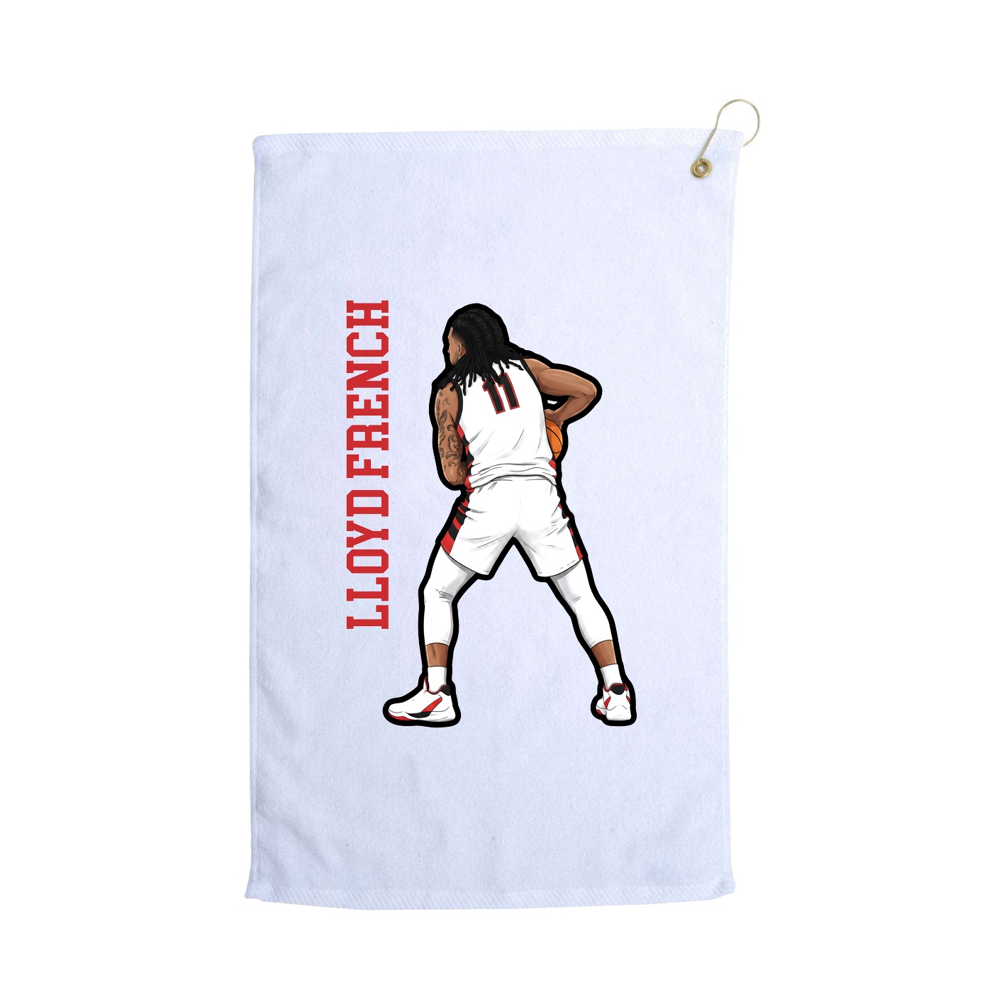 Golf Towel — Name Vertical in White