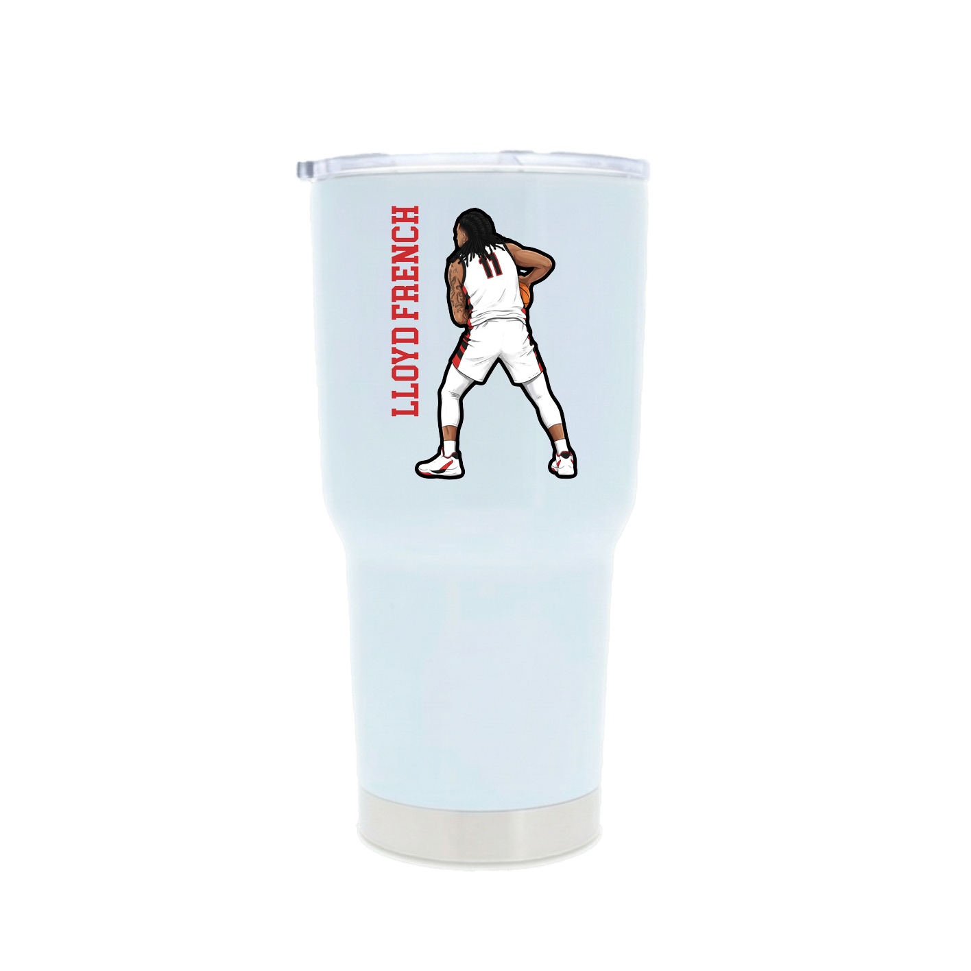 30oz Stainless Steel Tumbler — Name Vertical in White