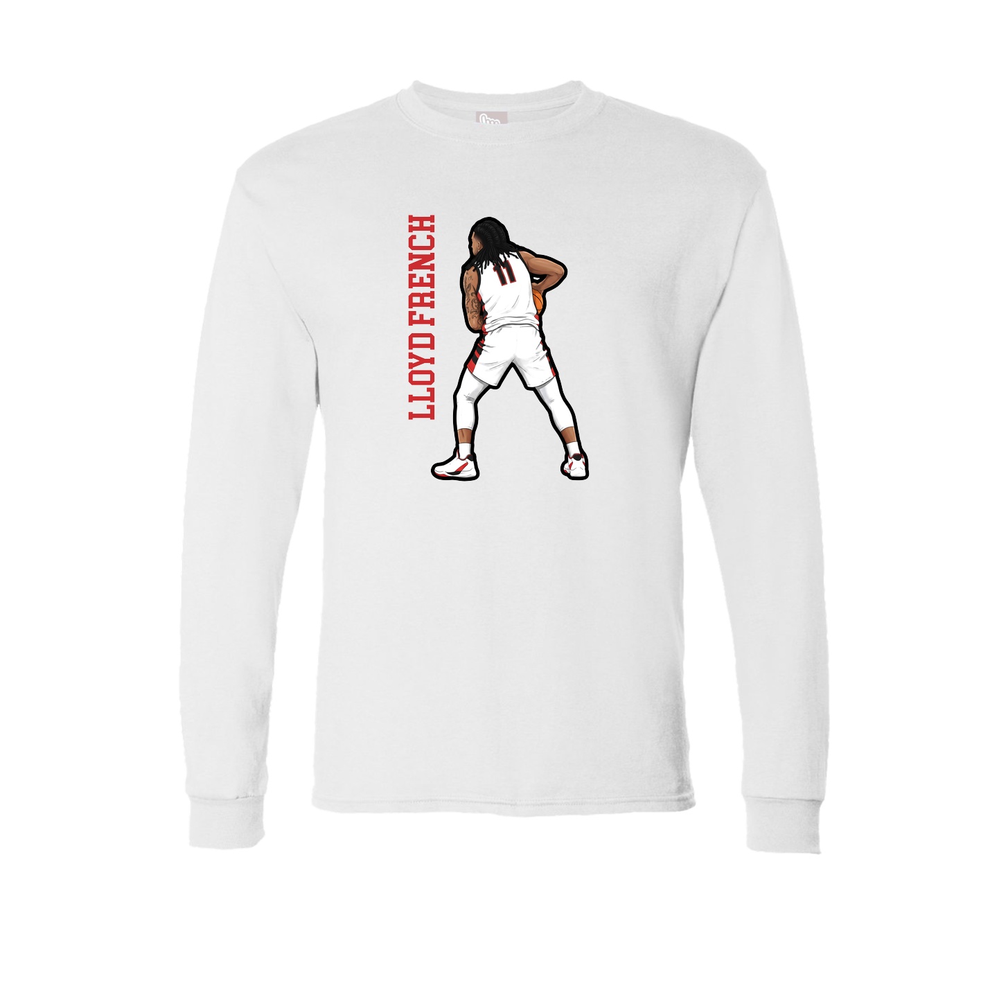 Long Sleeve Tee — Name Vertical in White