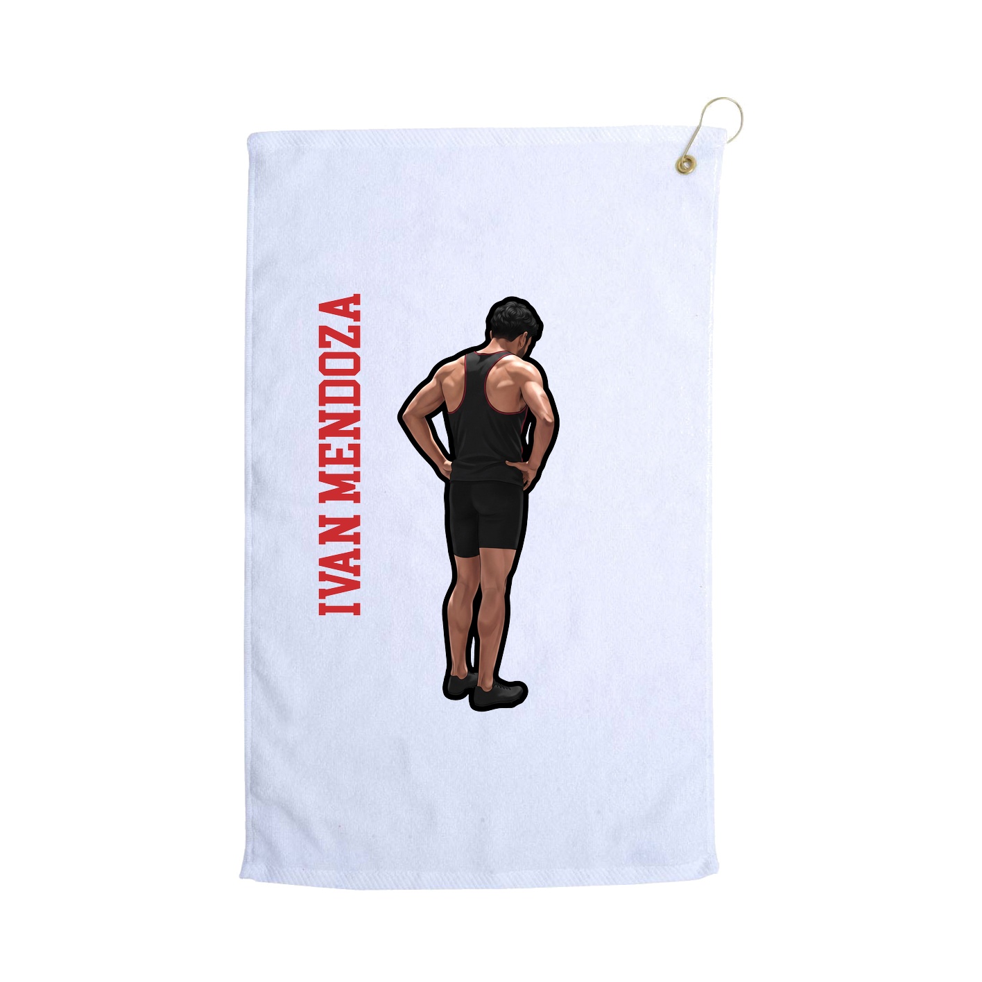 Golf Towel — Name Vertical in White