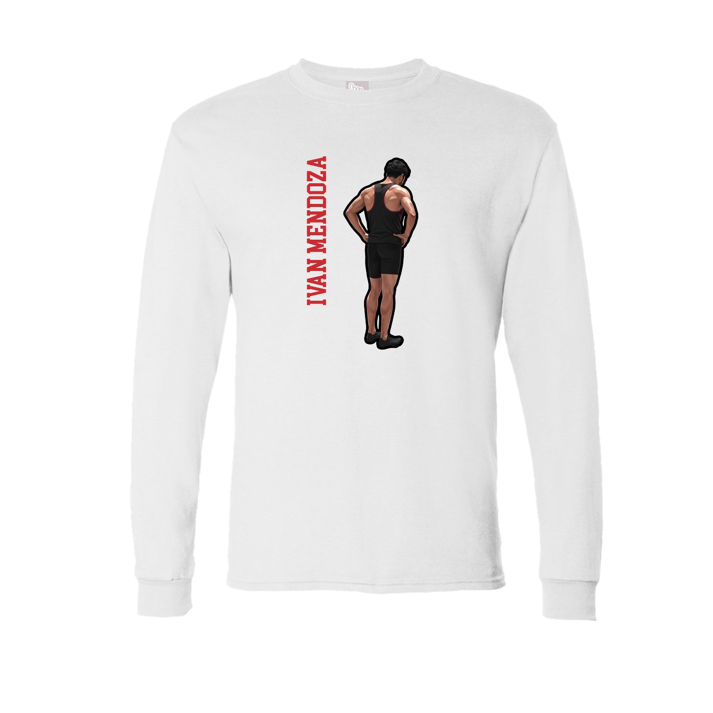 Long Sleeve Tee — Name Vertical in White