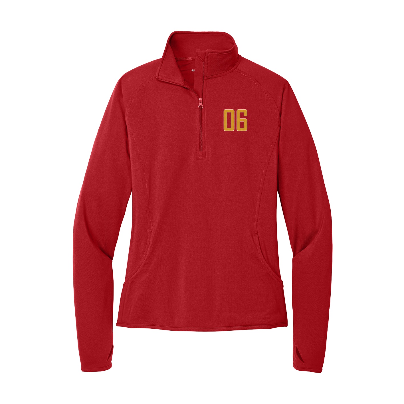 Women's Q-Zip Pullover — Front Shirsy in Red