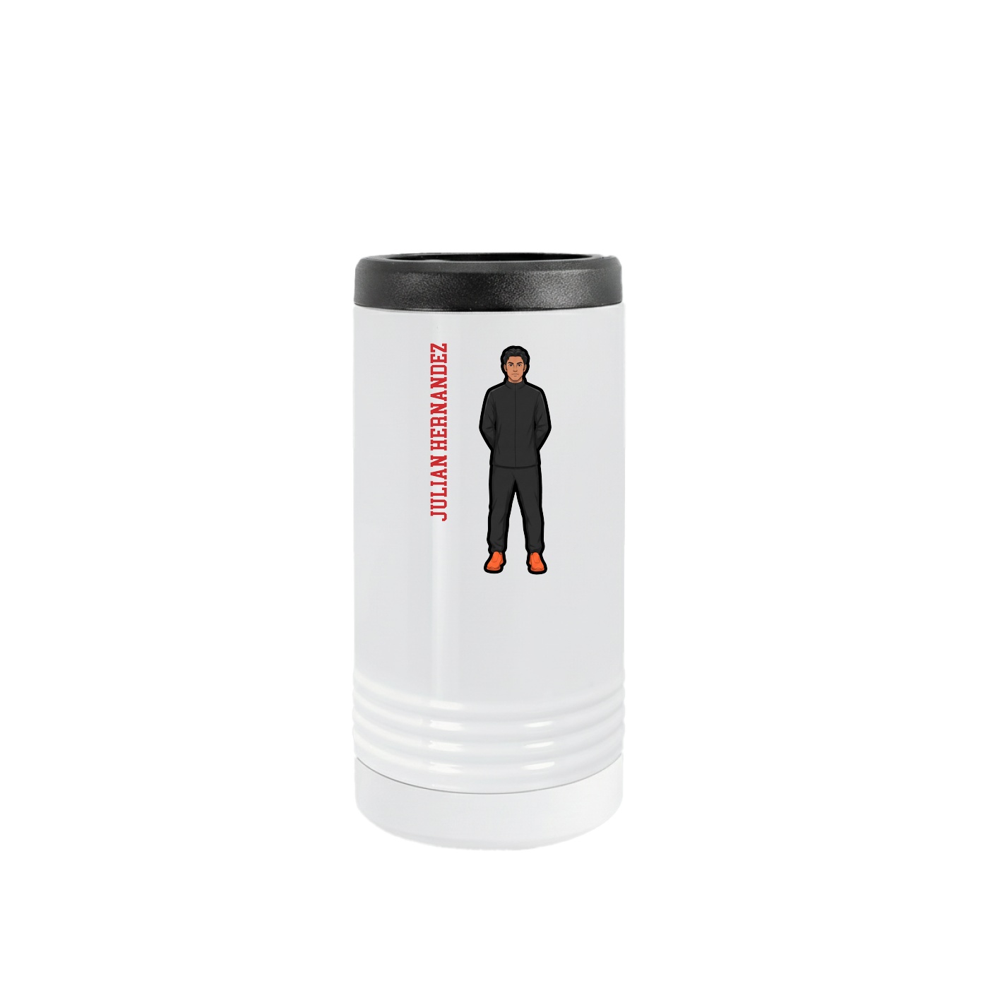 Slim Beverage Holder — Name Vertical in White