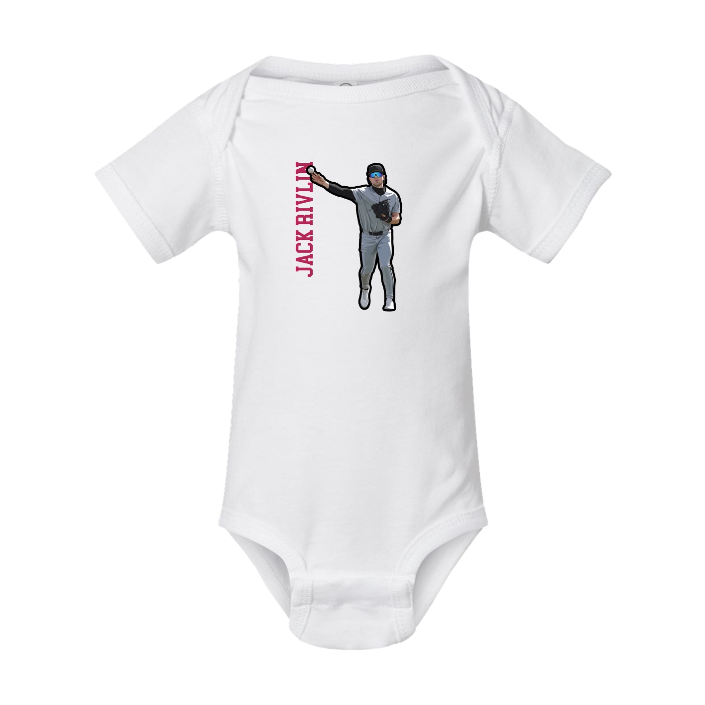 Baby Onesie — Name Vertical in White