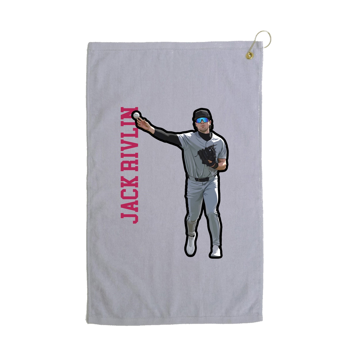 Golf Towel — Name Vertical in Grey