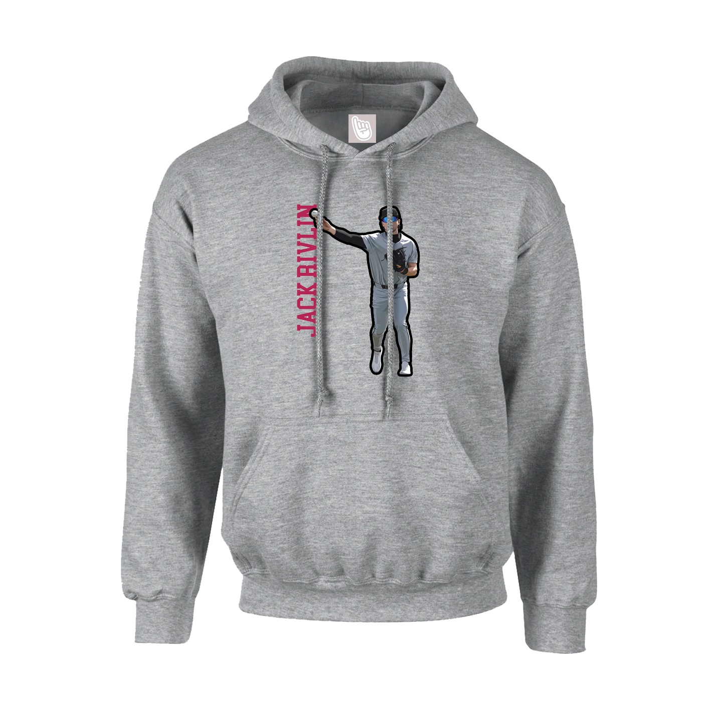 Hoodie — Name Vertical in Grey