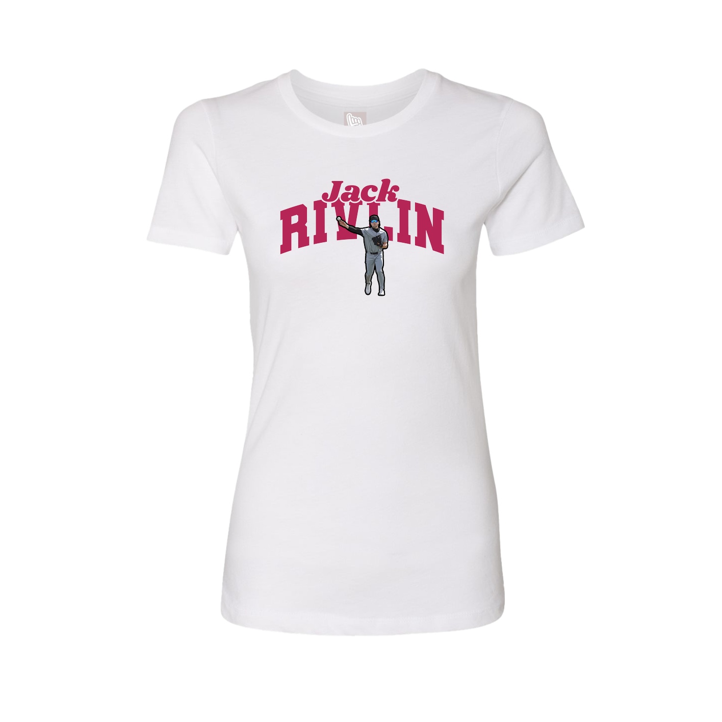 Fitted Women's Tee — Signature Arch in White