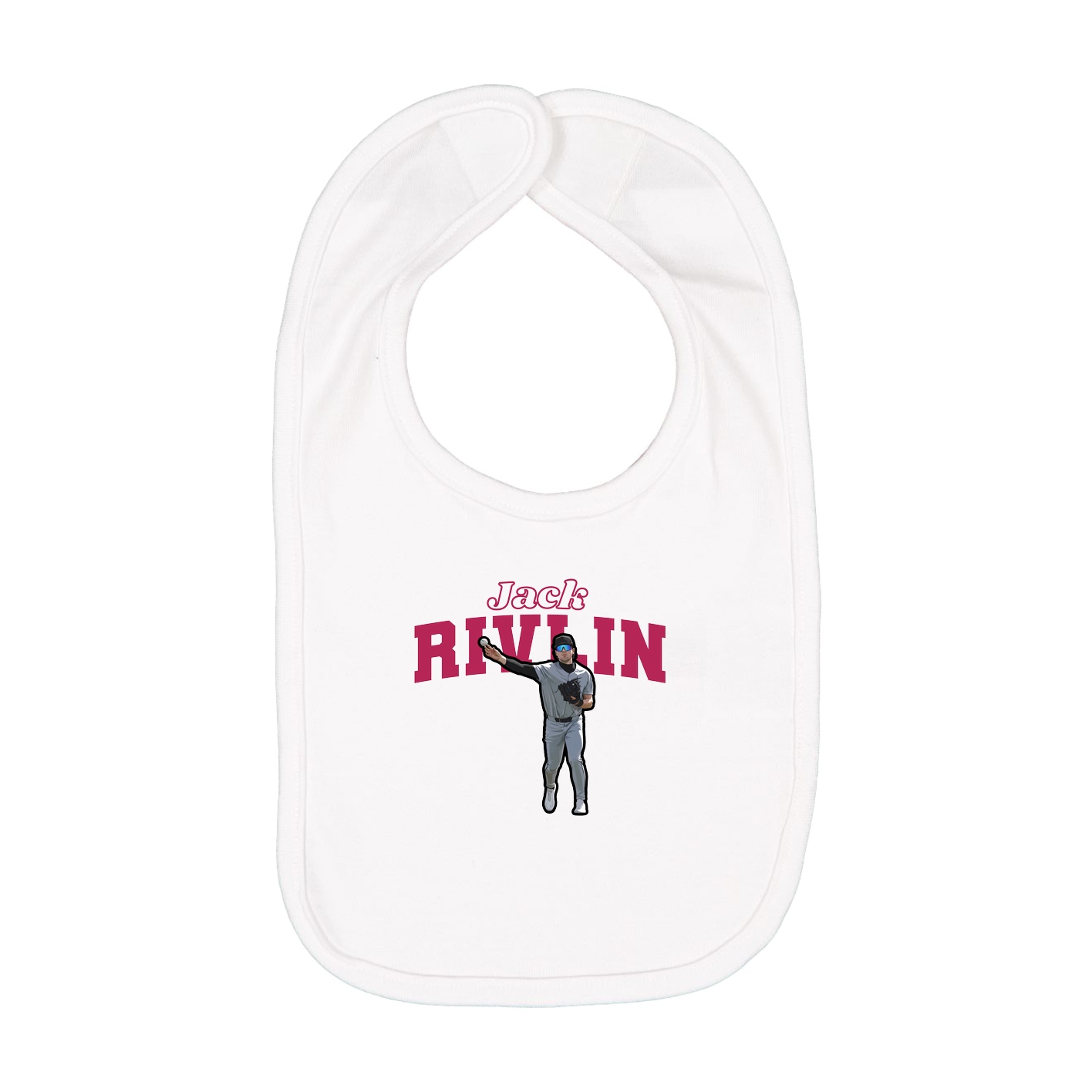Infant Bib — Name Arch in White
