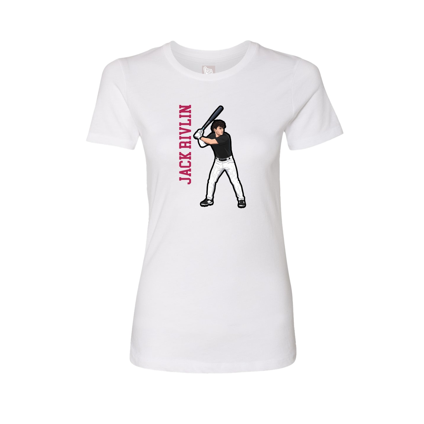 Fitted Women's Tee — Name Vertical in White
