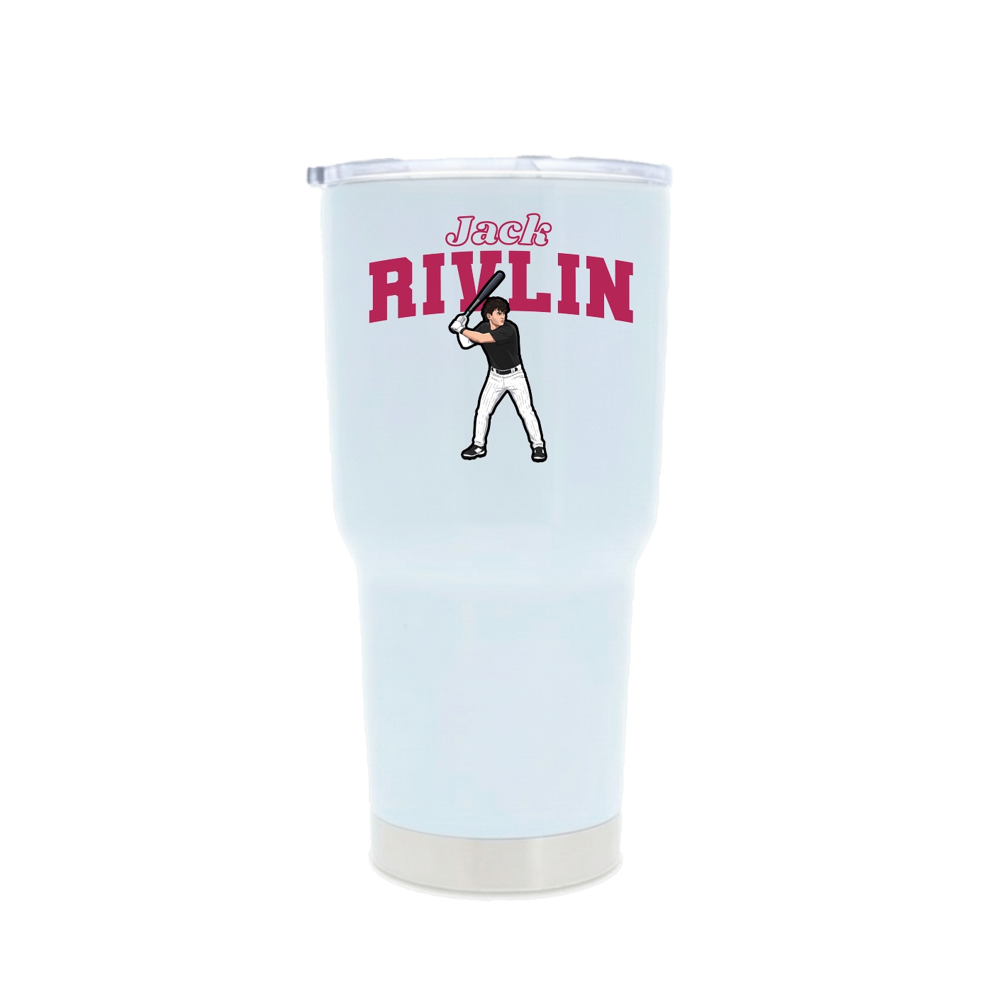 30oz Stainless Steel Tumbler — Name Arch in White