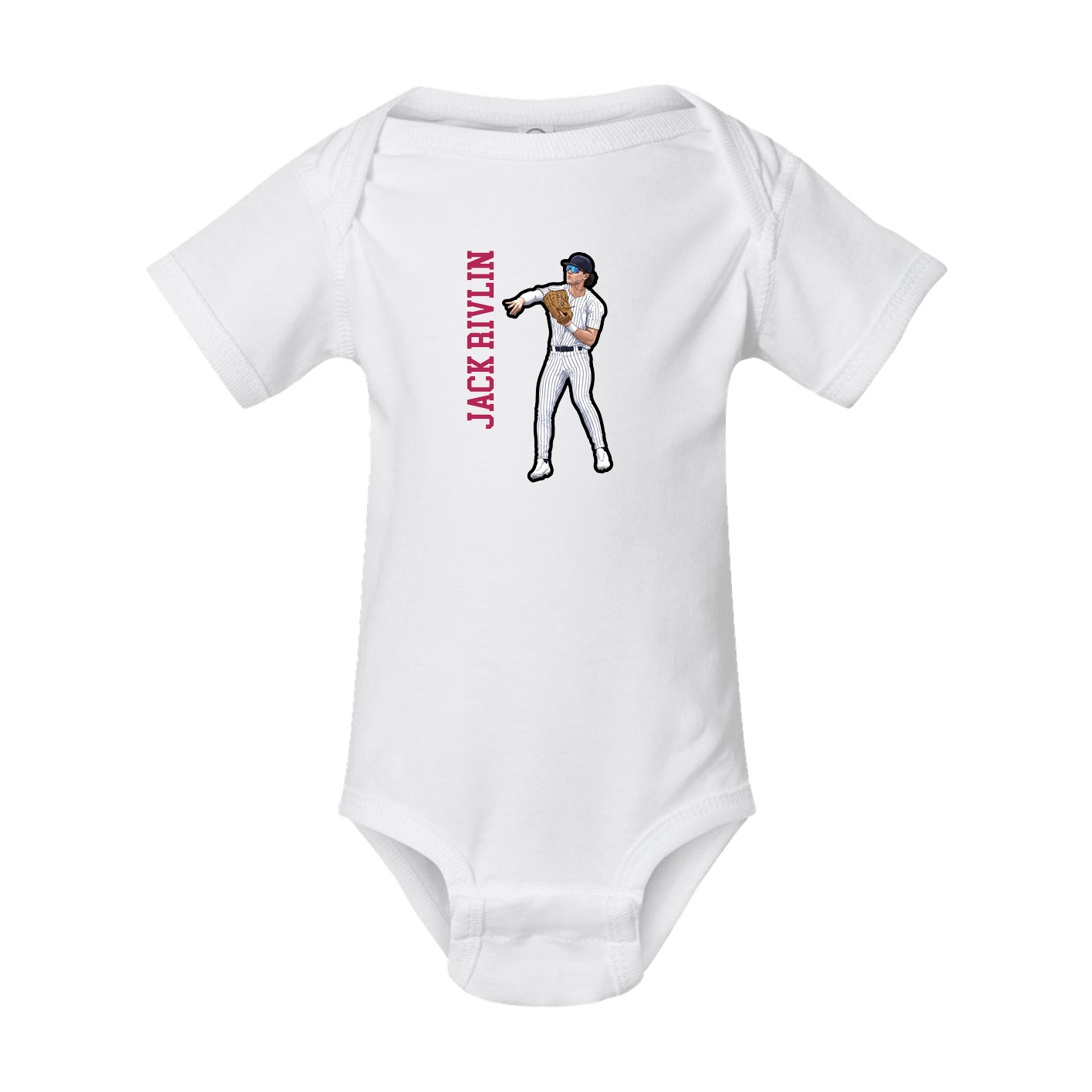 Baby Onesie — Name Vertical in White