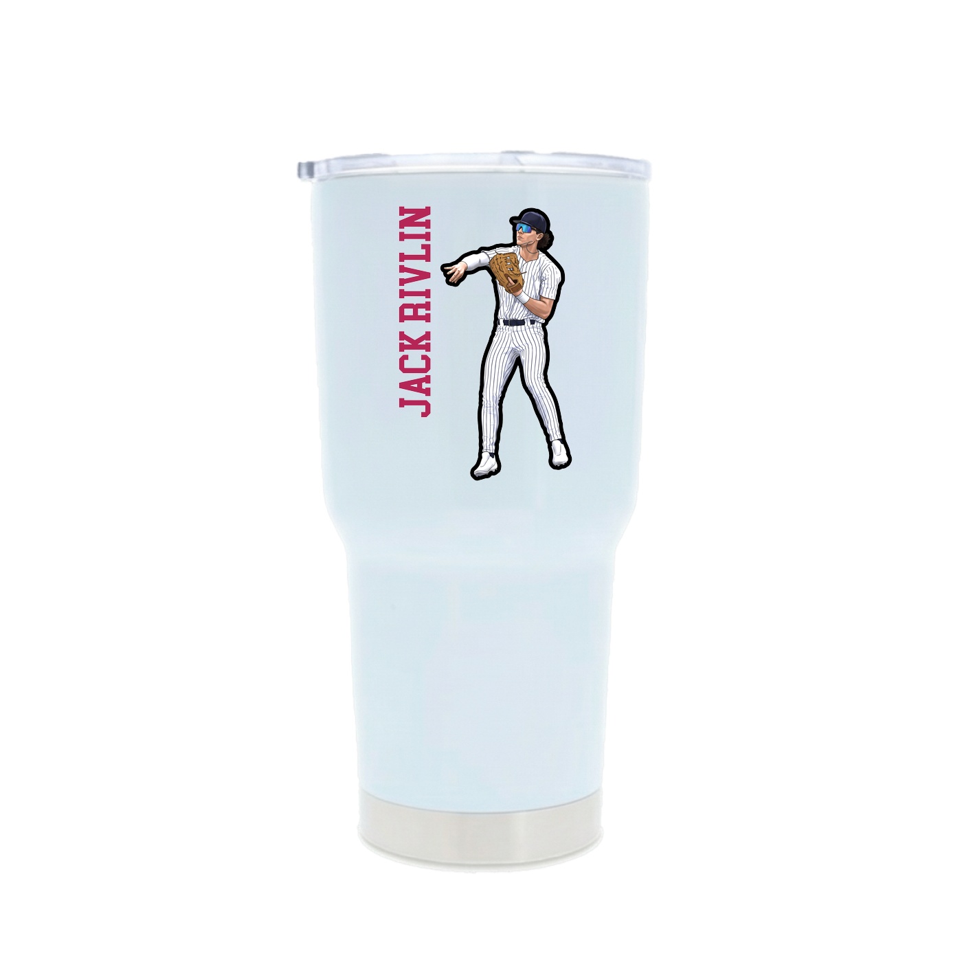 30oz Stainless Steel Tumbler — Name Vertical in White