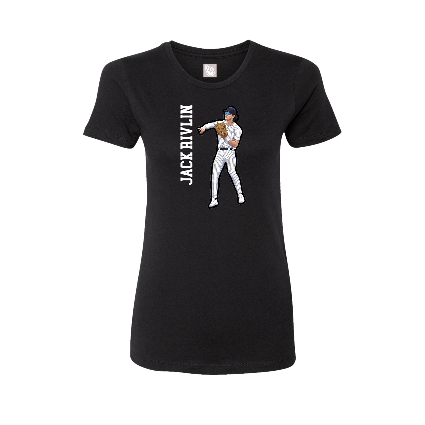 Fitted Women's Tee — Name Vertical in Black