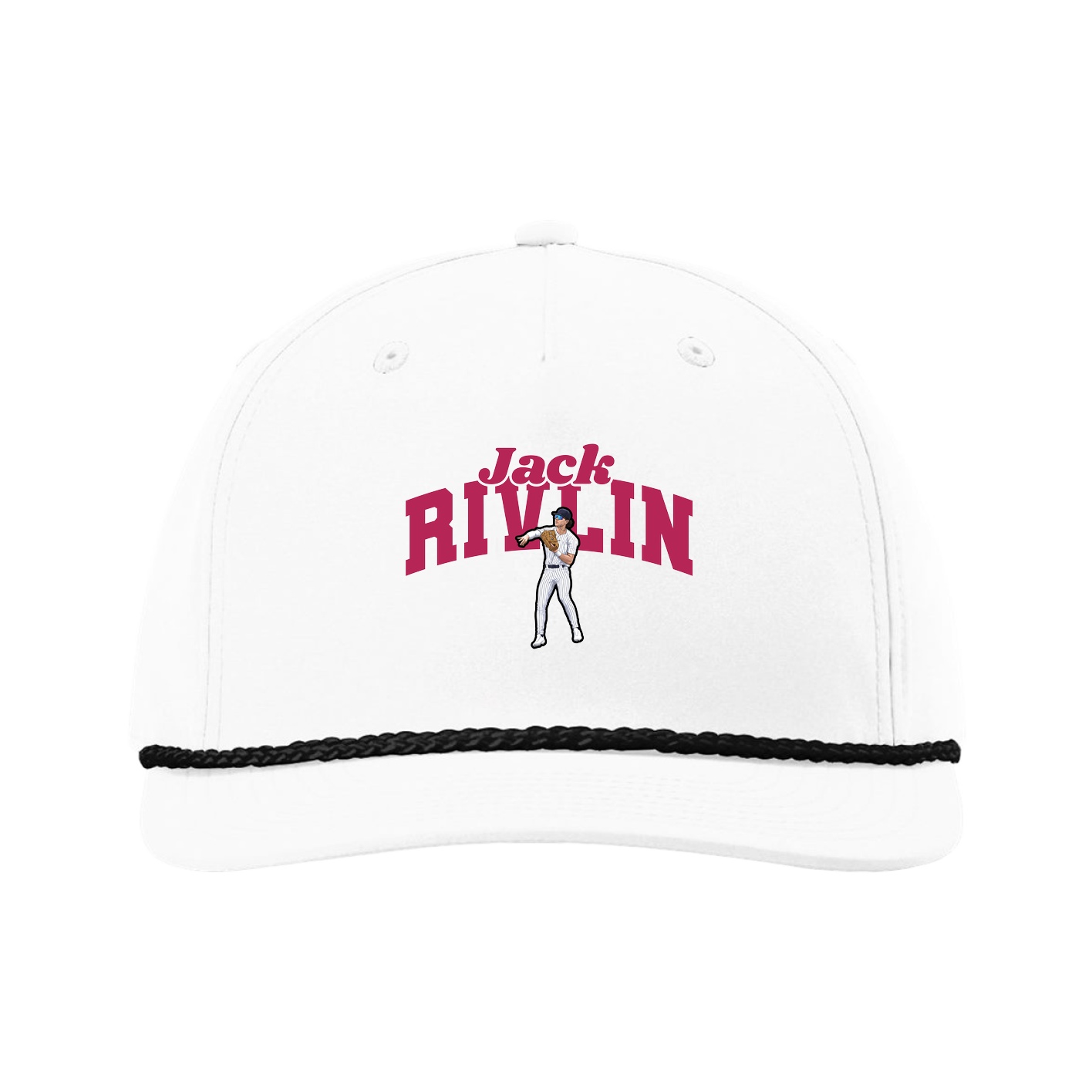 Five-Panel Classic Rope Cap — Signature Arch in White