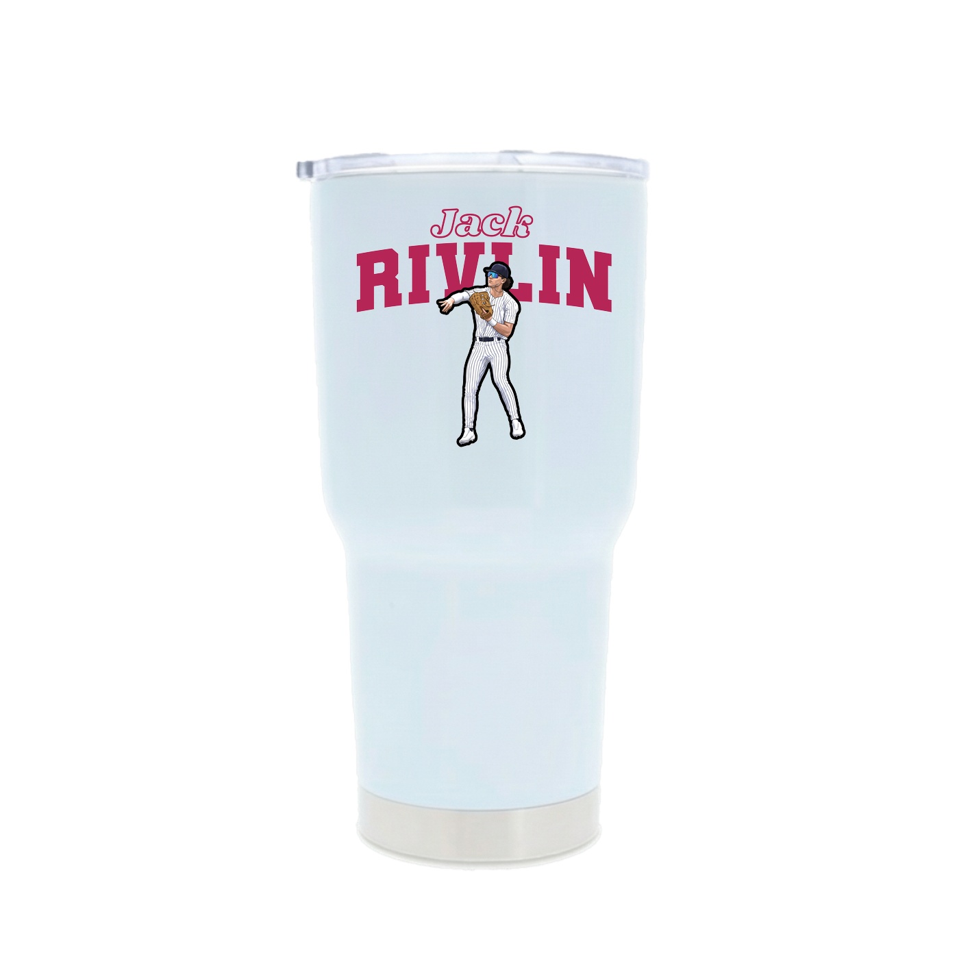 30oz Stainless Steel Tumbler — Name Arch in White