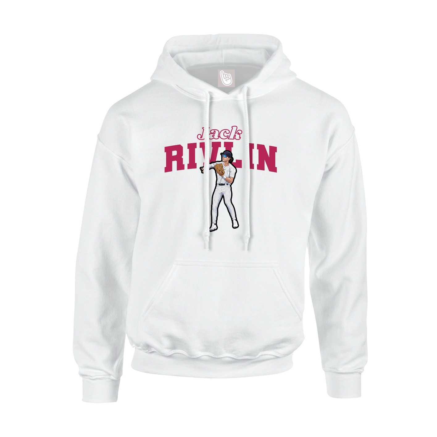 Youth Hoodie — Name Arch in White