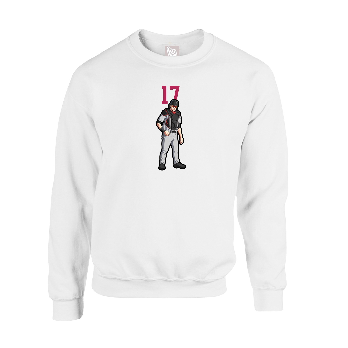 Fleece Crew — Number Top in White