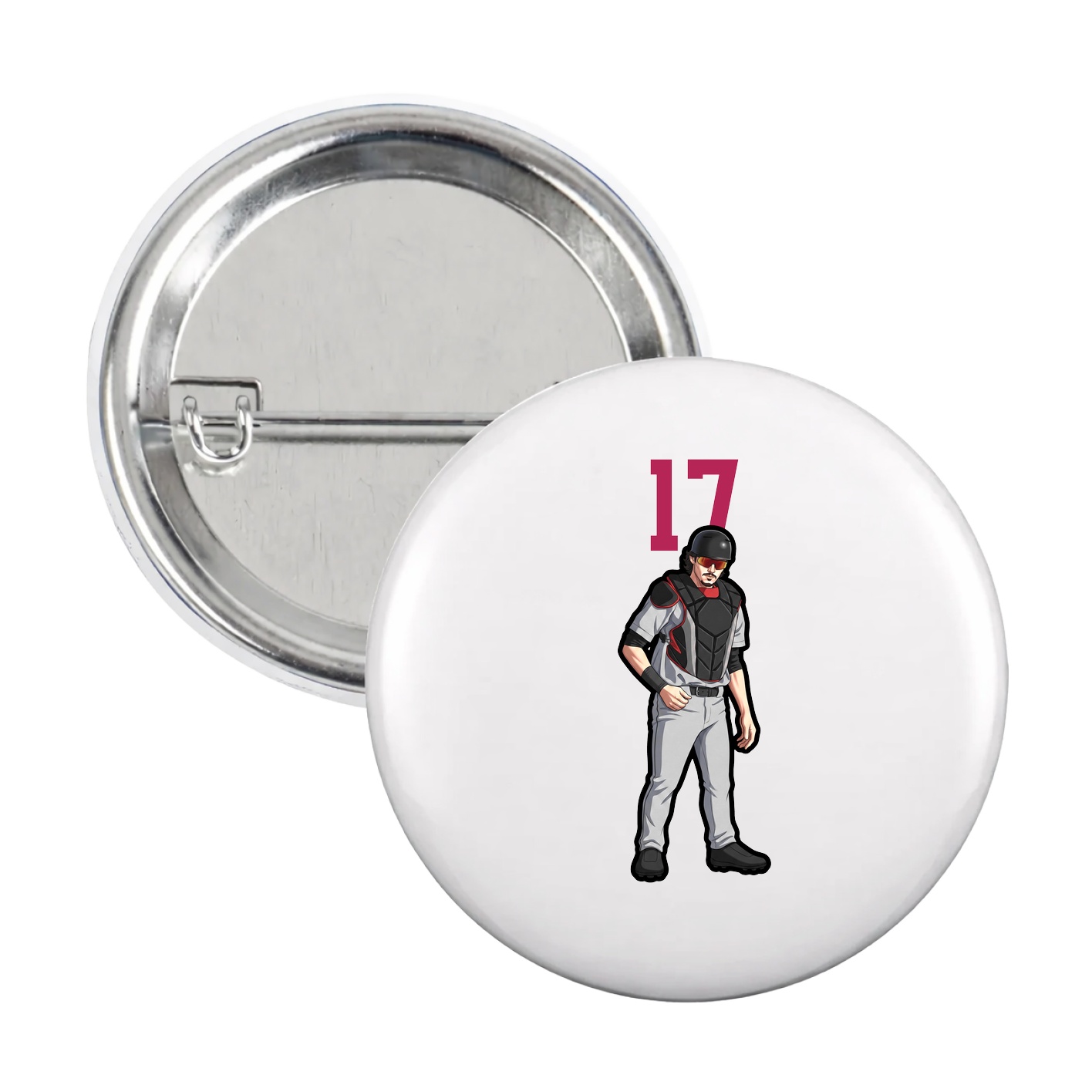 Game Day Button — Number Top in White