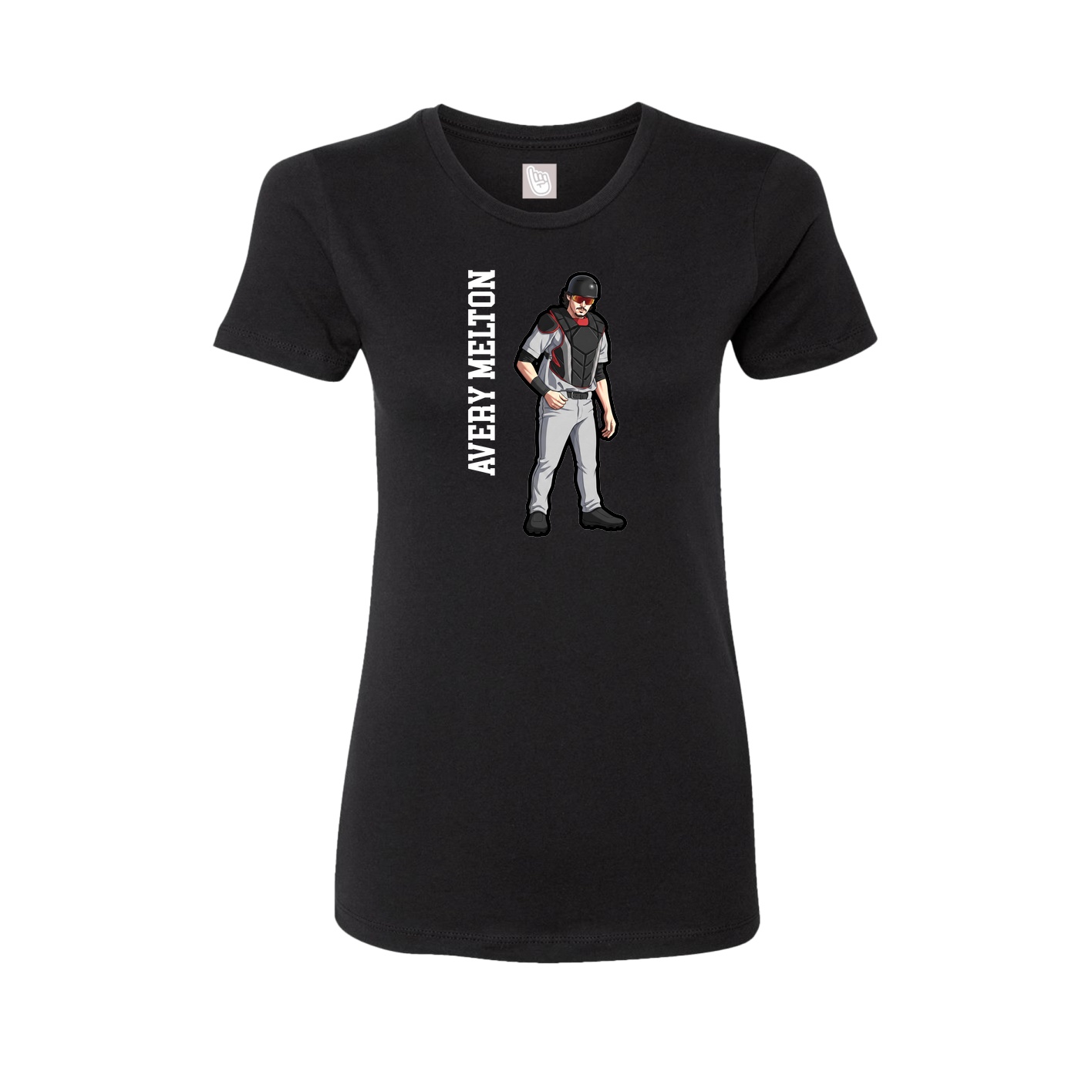 Fitted Women's Tee — Name Vertical in Black