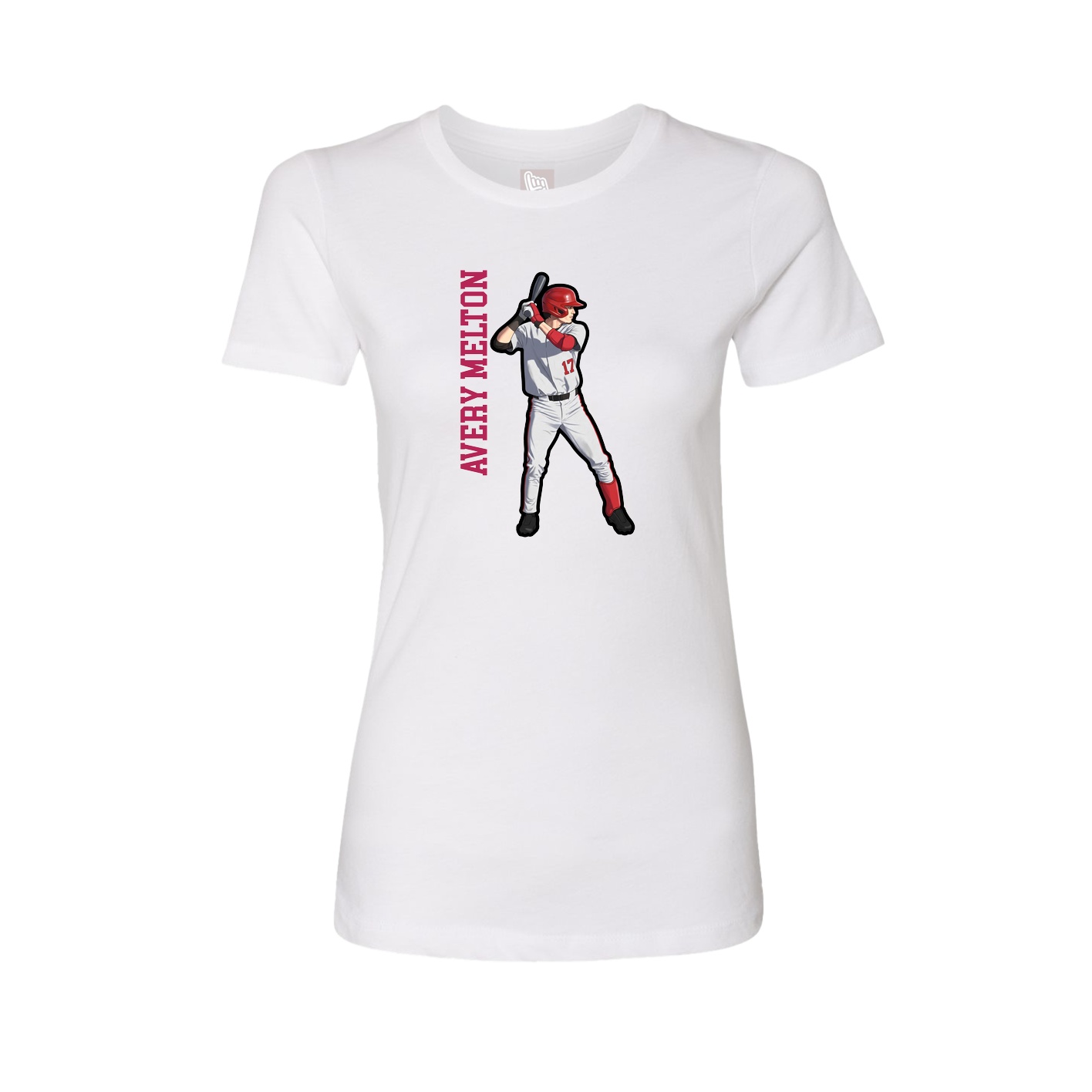 Fitted Women's Tee — Name Vertical in White