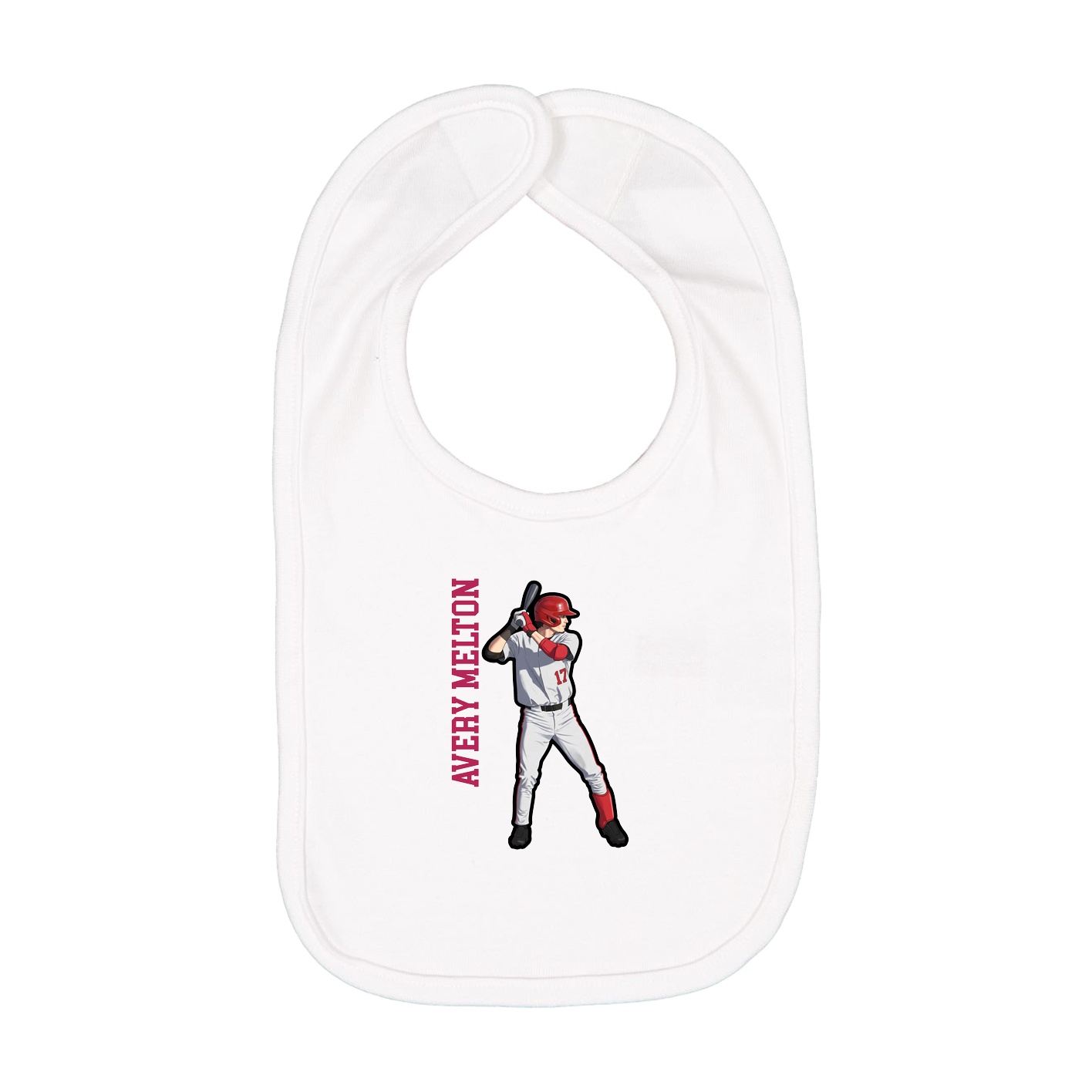 Infant Bib — Name Vertical in White