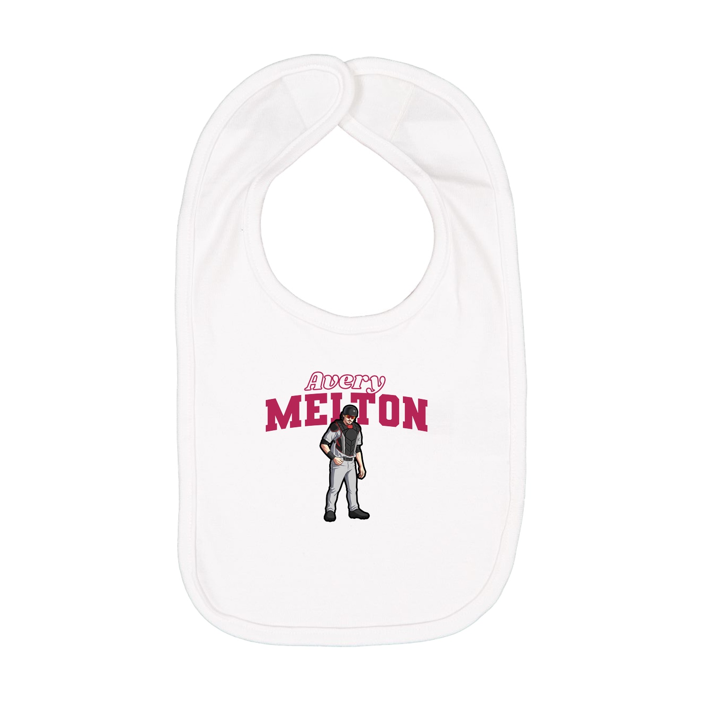 Infant Bib — Name Arch in White