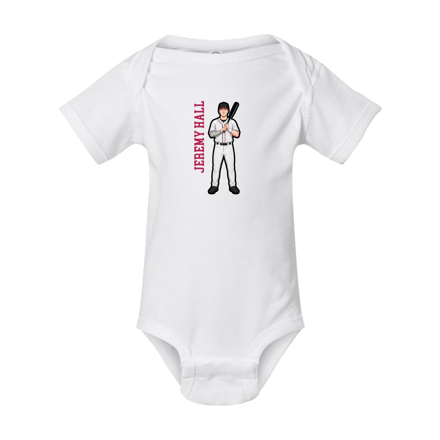 Baby Onesie — Name Vertical in White