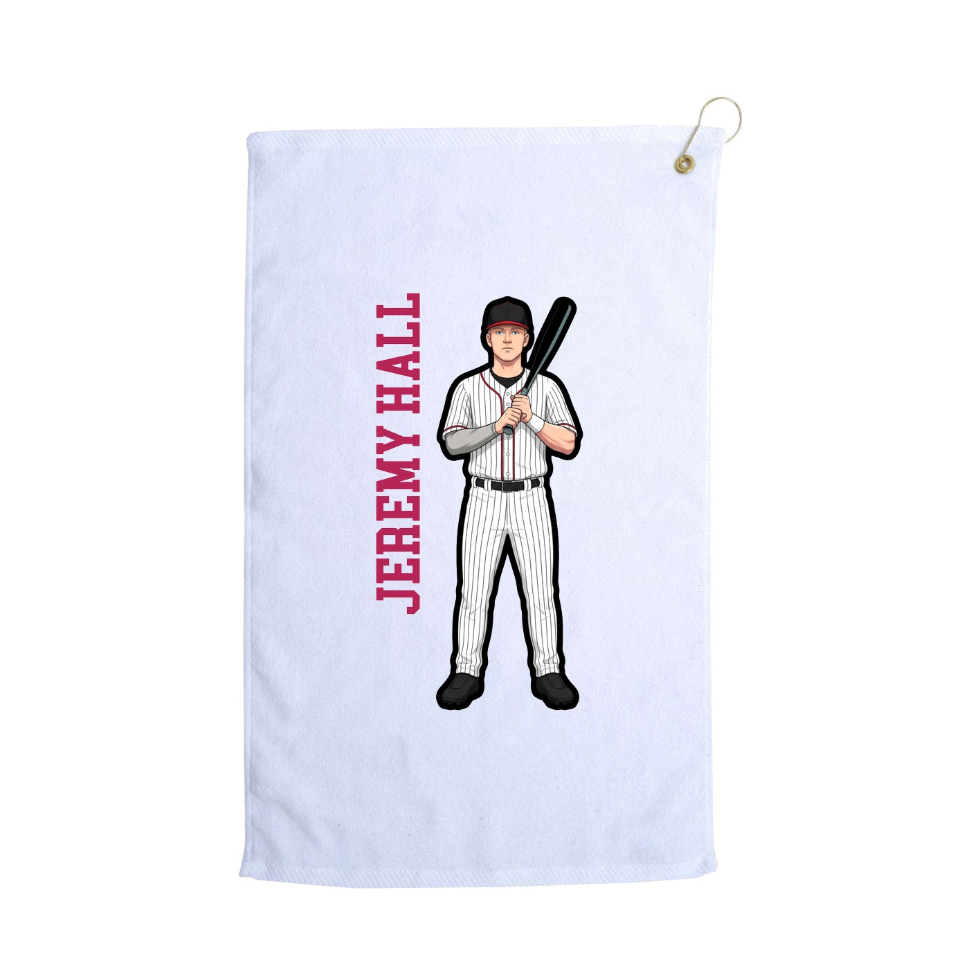 Golf Towel — Name Vertical in White