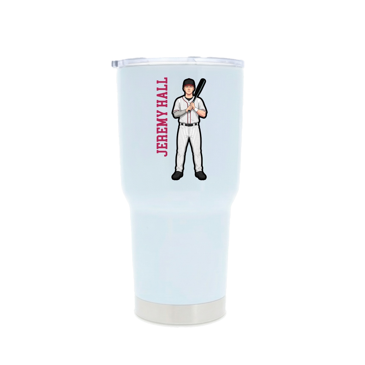 30oz Stainless Steel Tumbler — Name Vertical in White