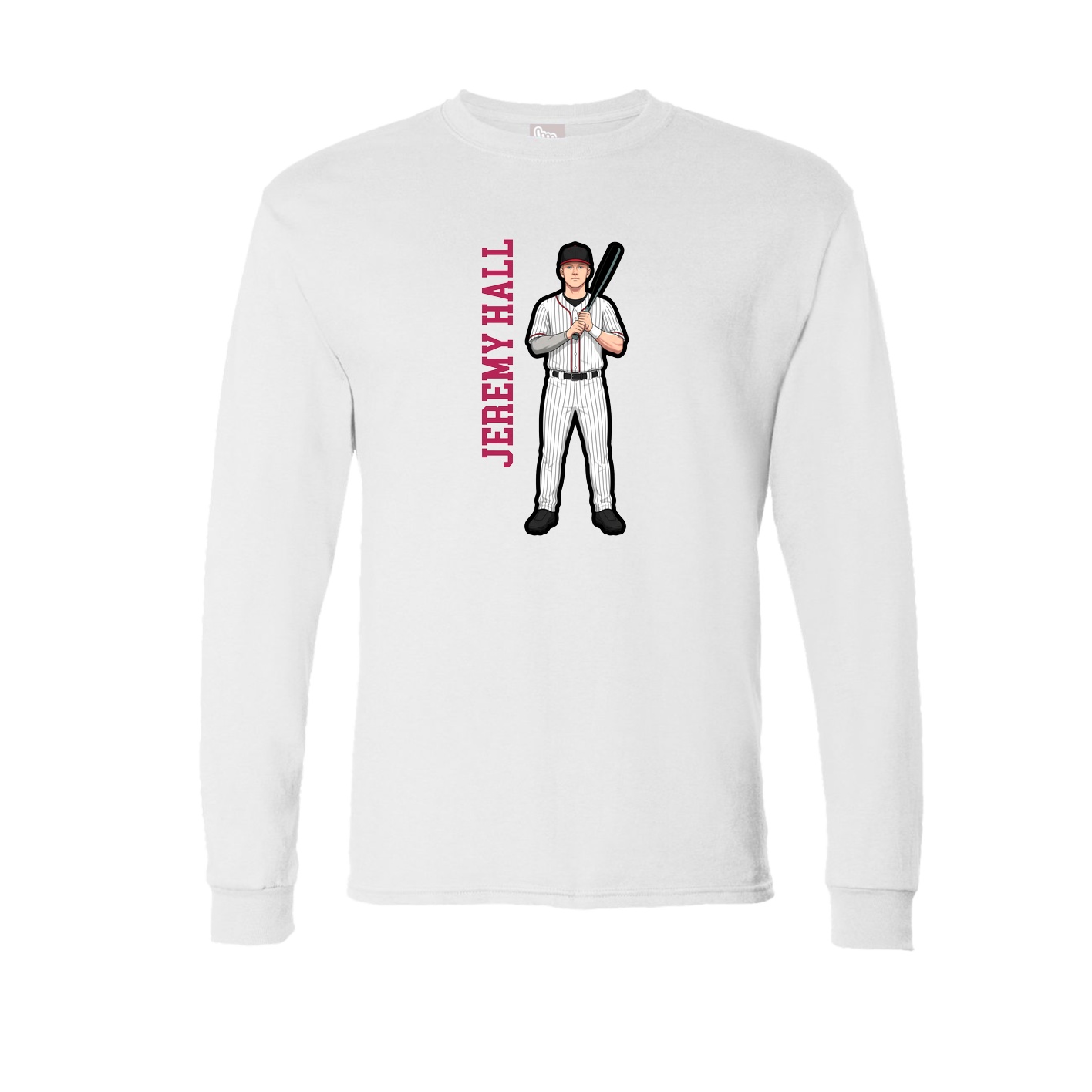 Long Sleeve Tee — Name Vertical in White