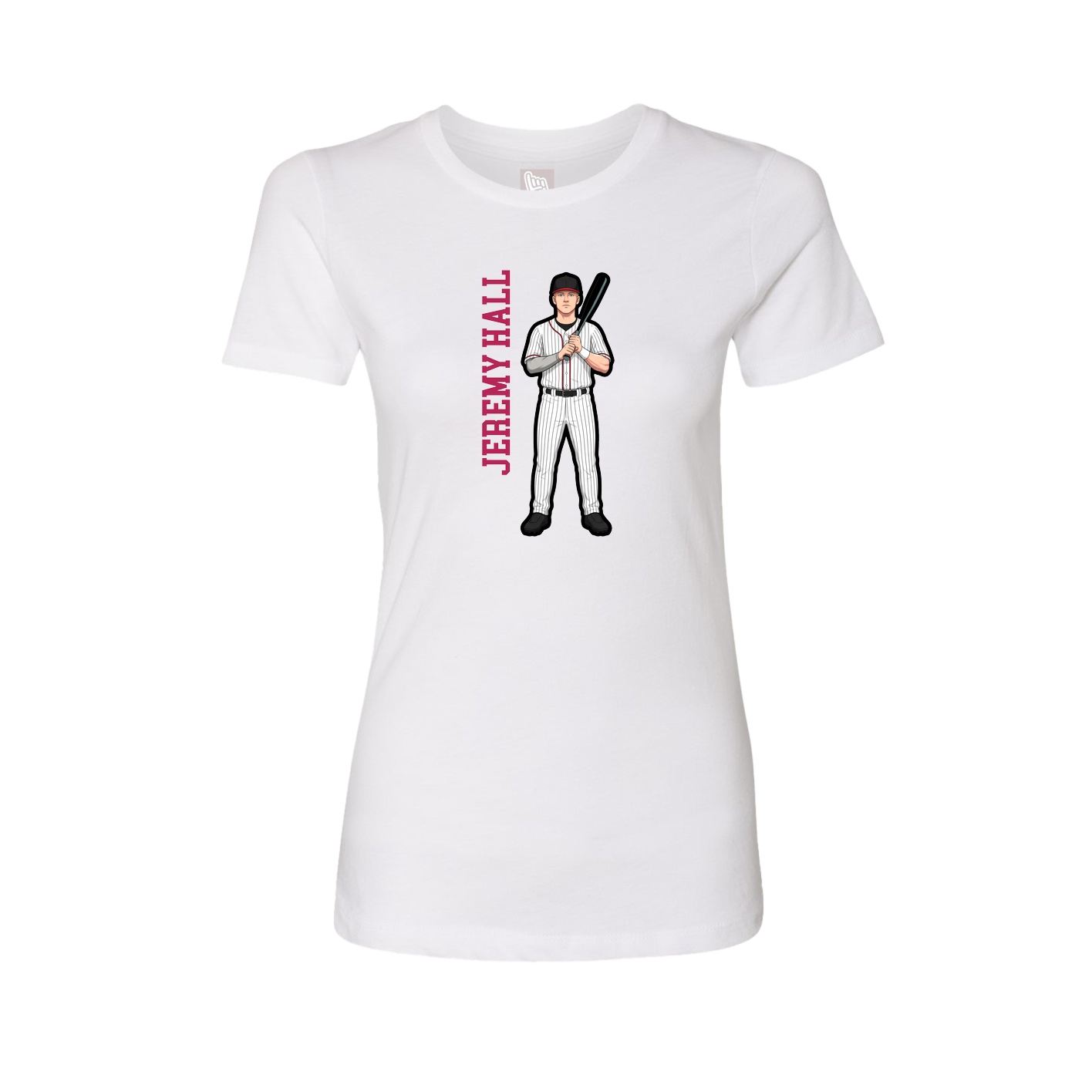 Womens Tee — Name Vertical in White