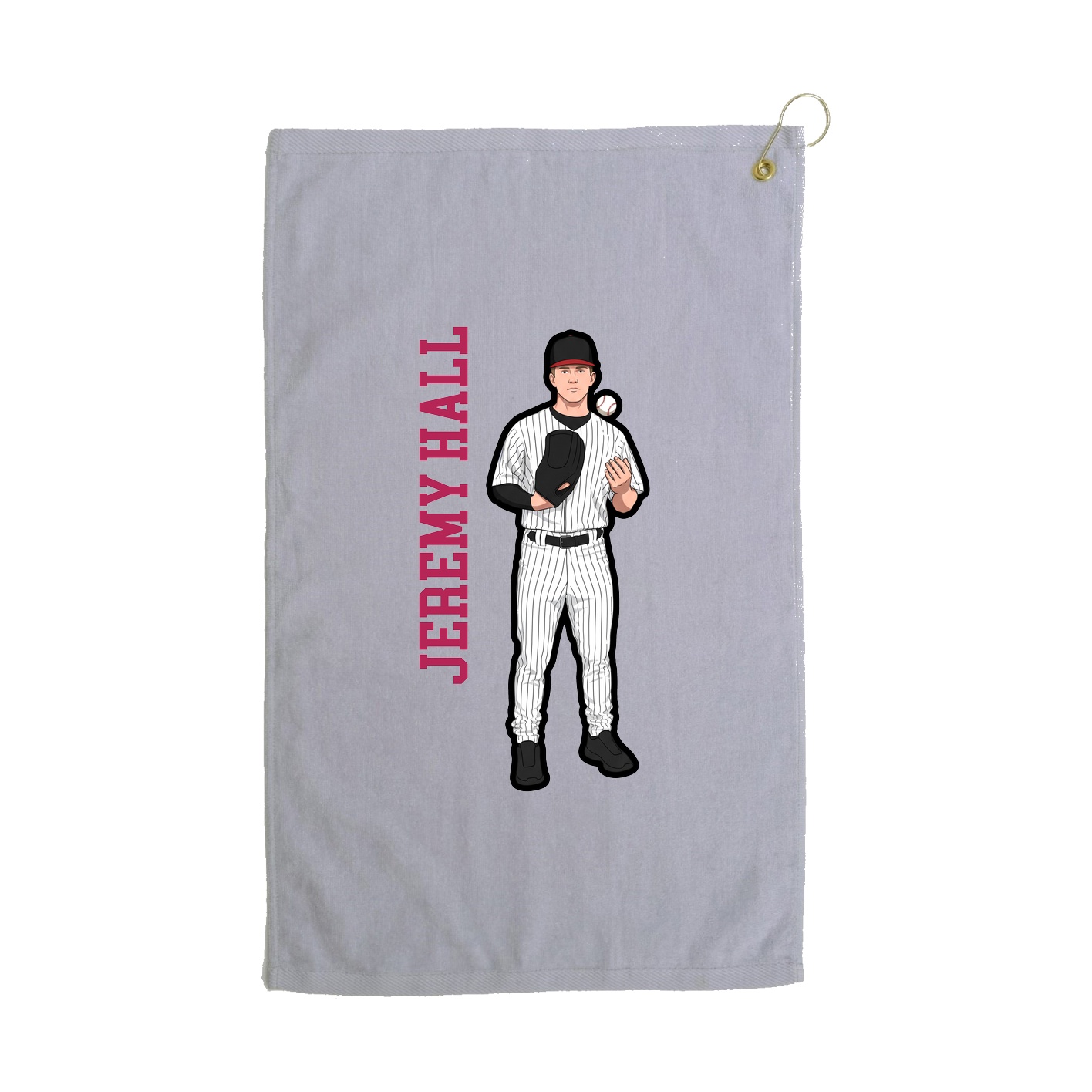 Golf Towel — Name Vertical in Grey