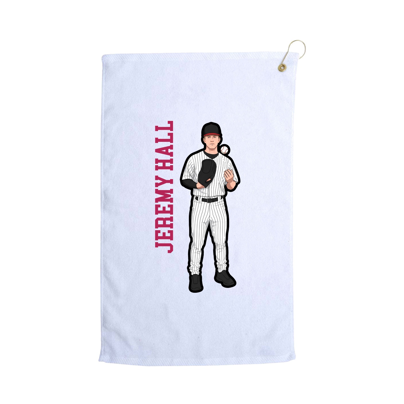 Golf Towel — Name Vertical in White