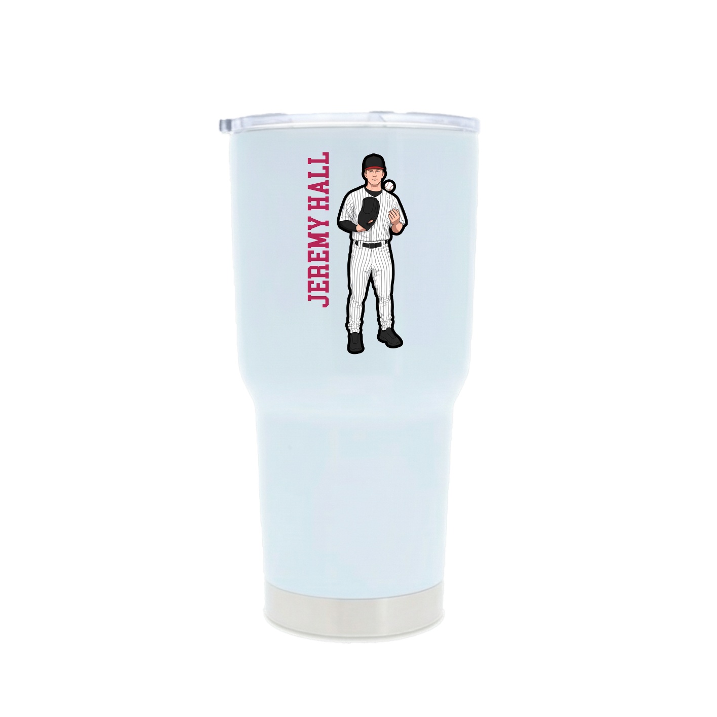 30oz Stainless Steel Tumbler — Name Vertical in White