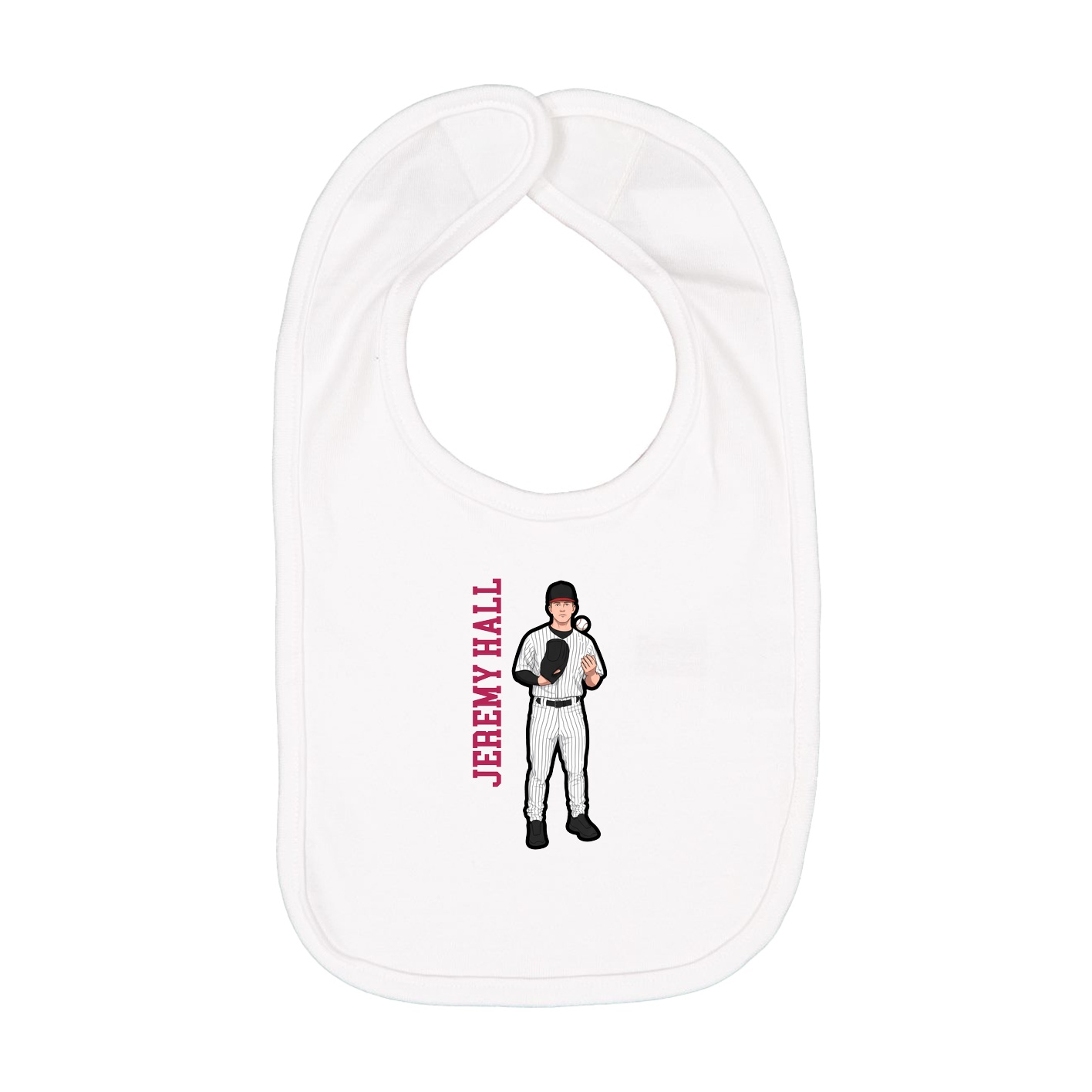 Infant Bib — Name Vertical in White