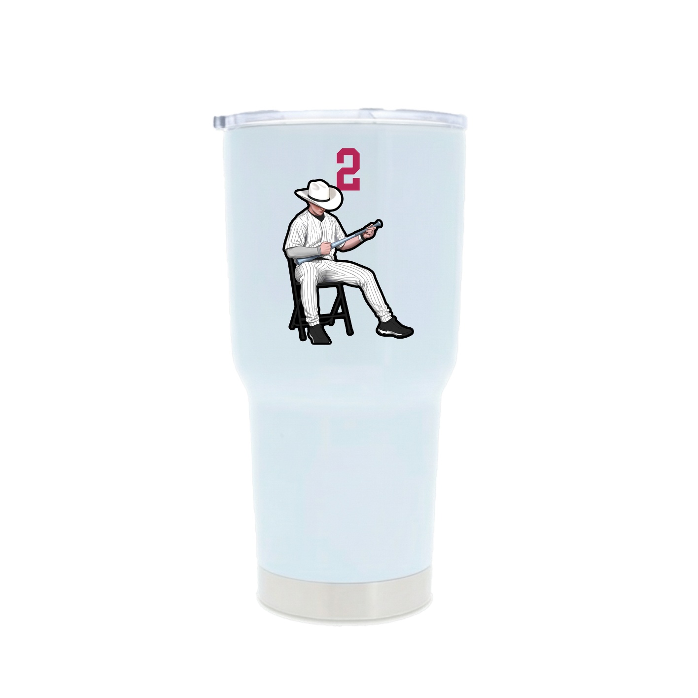 30oz Stainless Steel Tumbler — Number Top in White