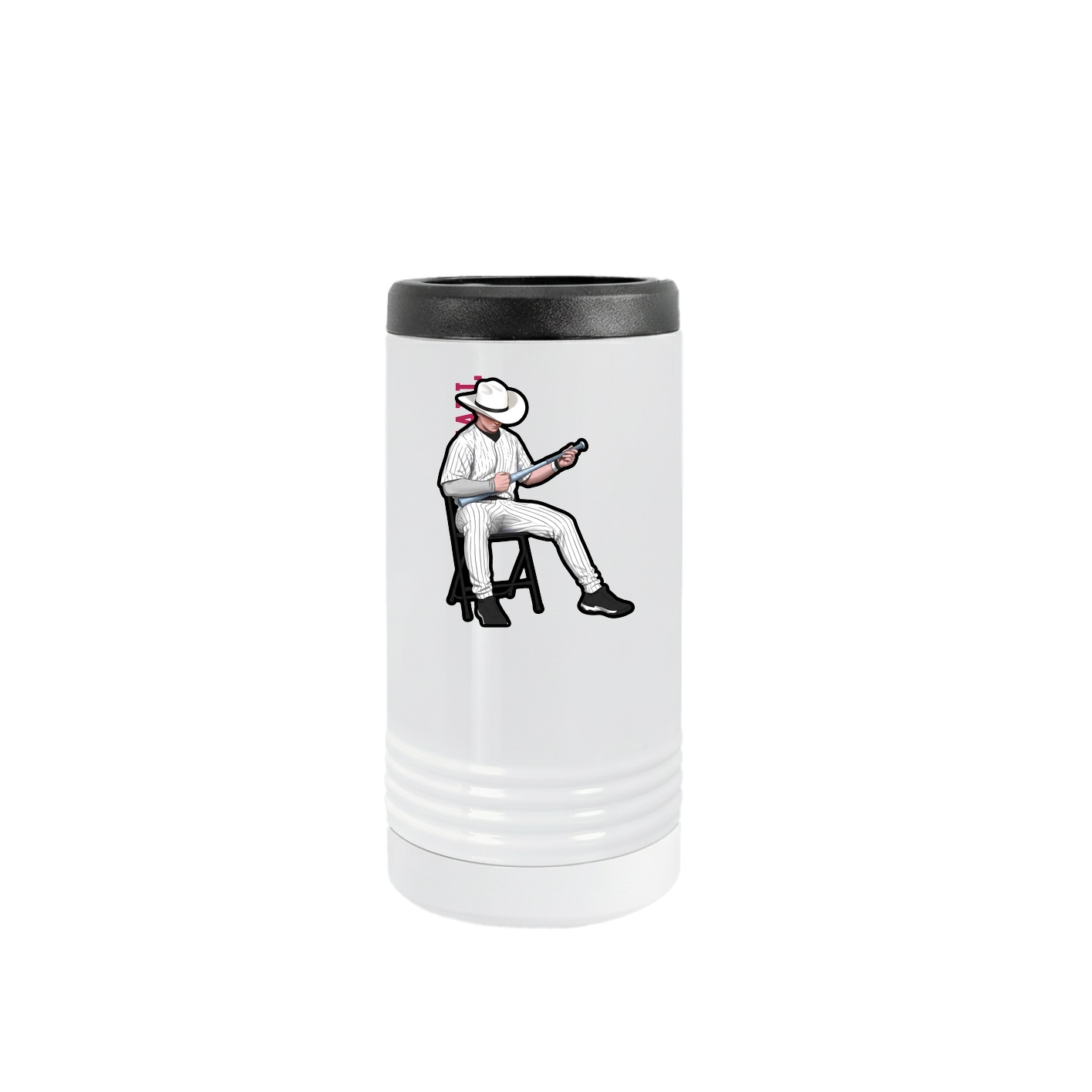 Slim Beverage Holder — Name Vertical in White