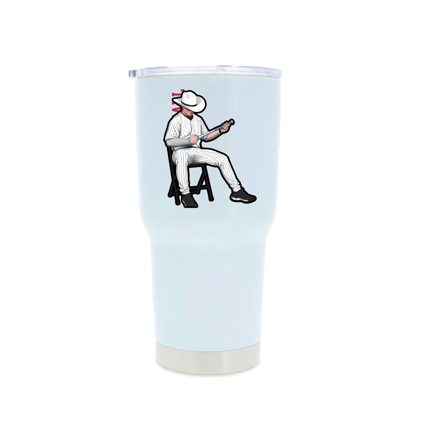30oz Stainless Steel Tumbler — Name Vertical in White