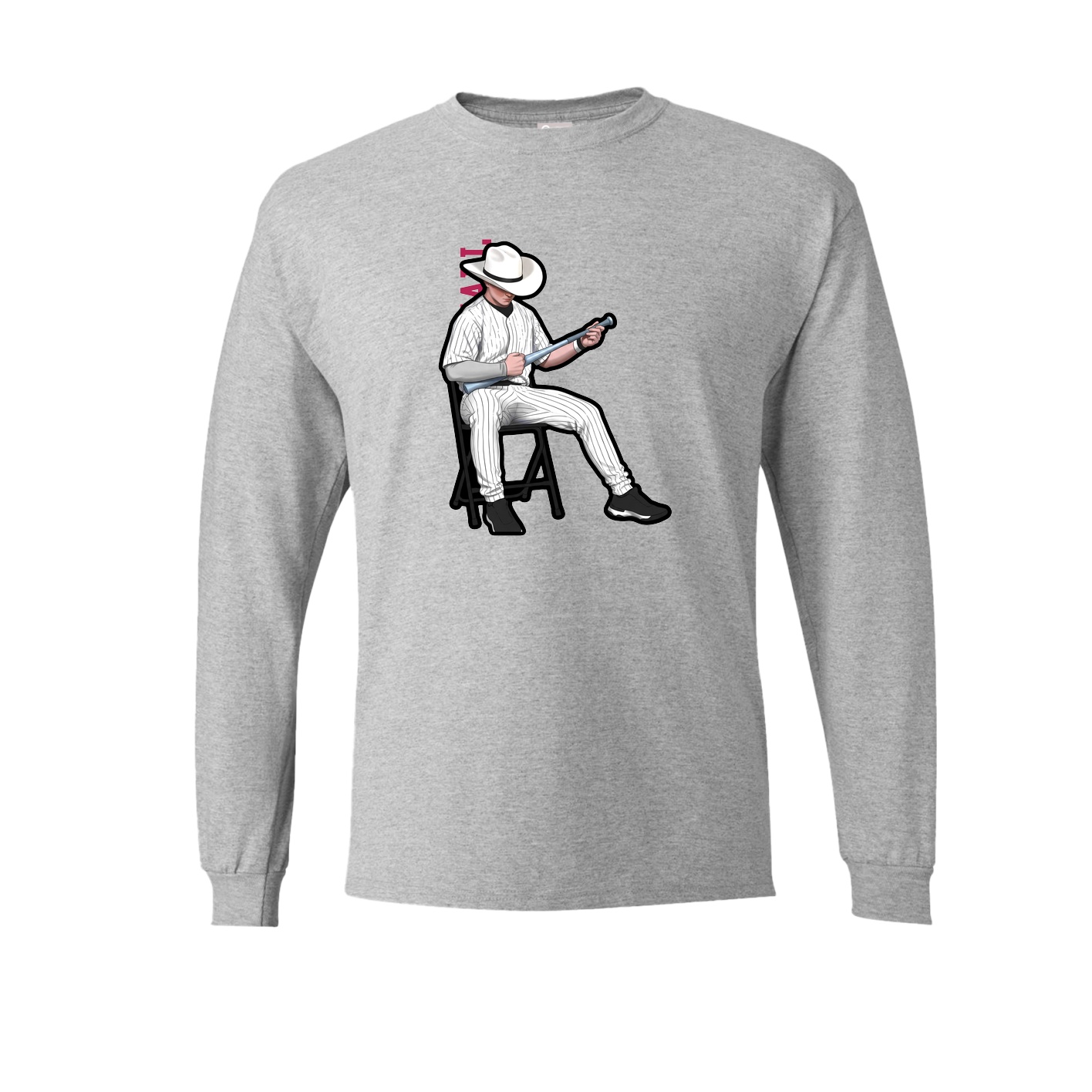 Long Sleeve Tee — Name Vertical in Grey