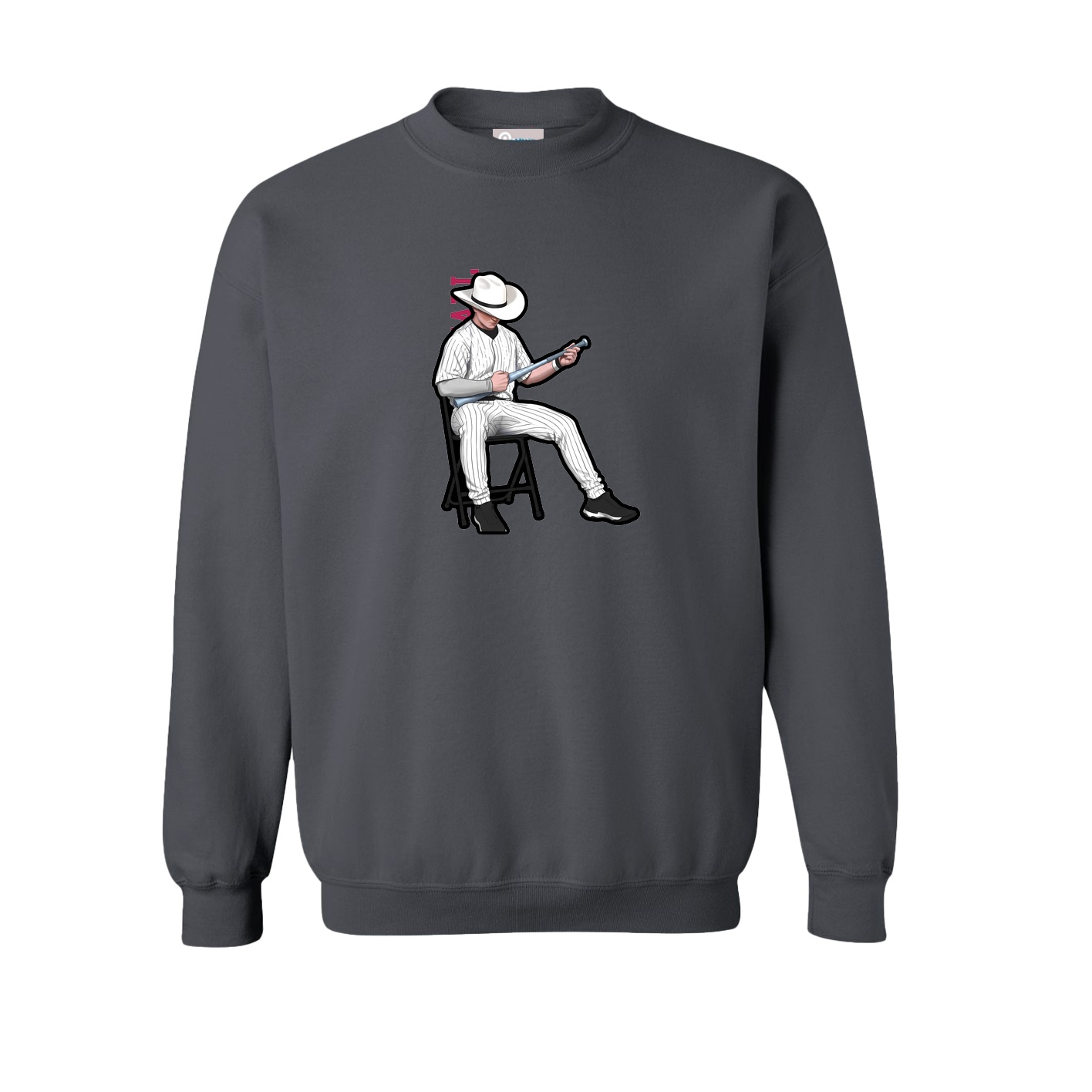 Fleece Crew — Name Vertical in Grey
