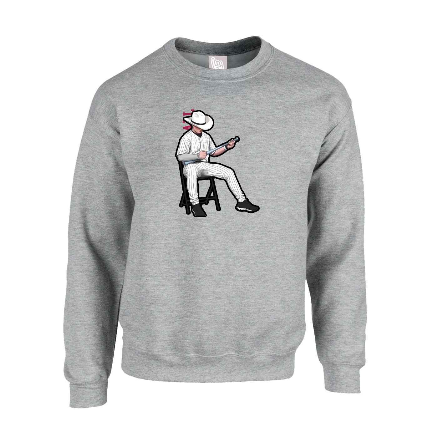 Fleece Crew — Name Vertical in Grey