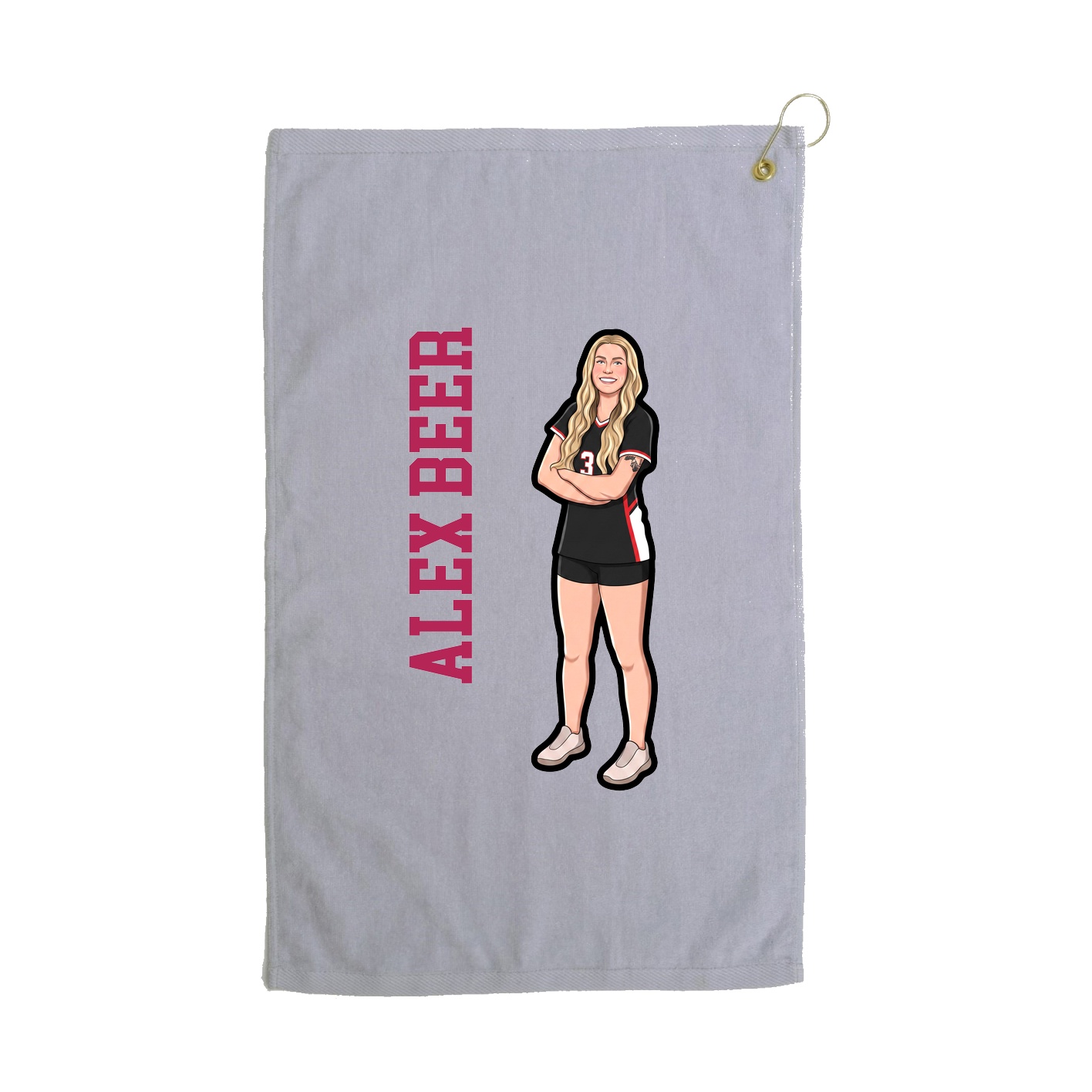 Golf Towel — Name Vertical in Grey