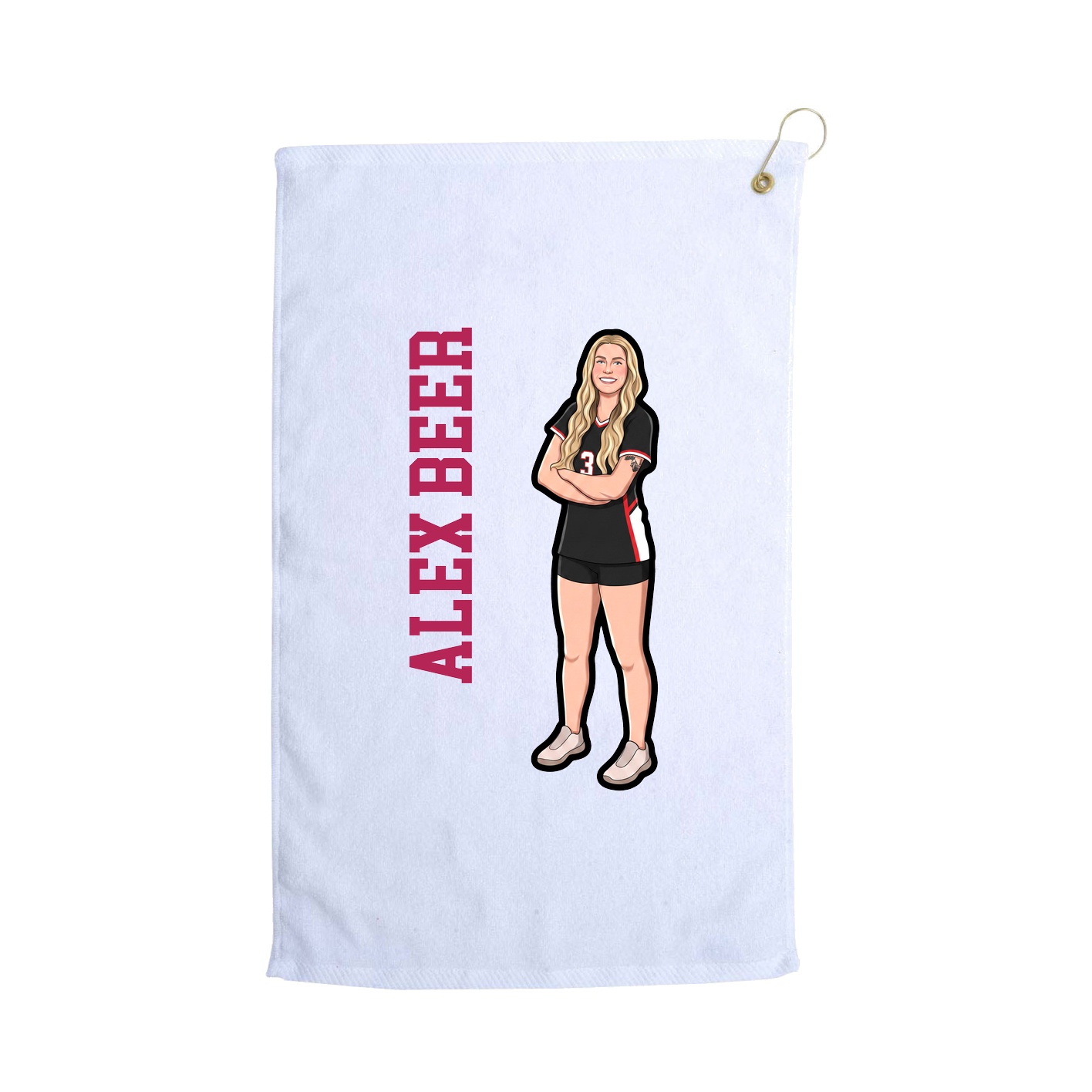 Golf Towel — Name Vertical in White