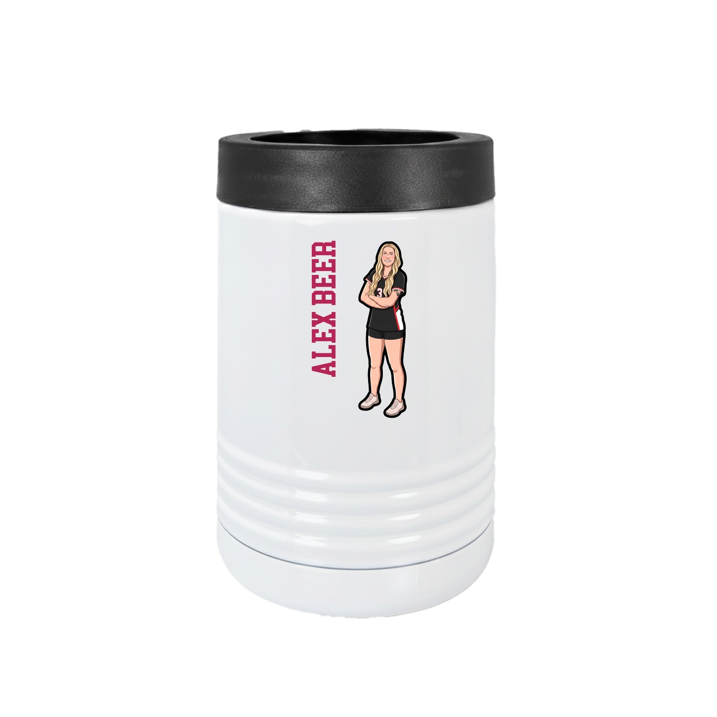 Beverage Holder — Name Vertical in White