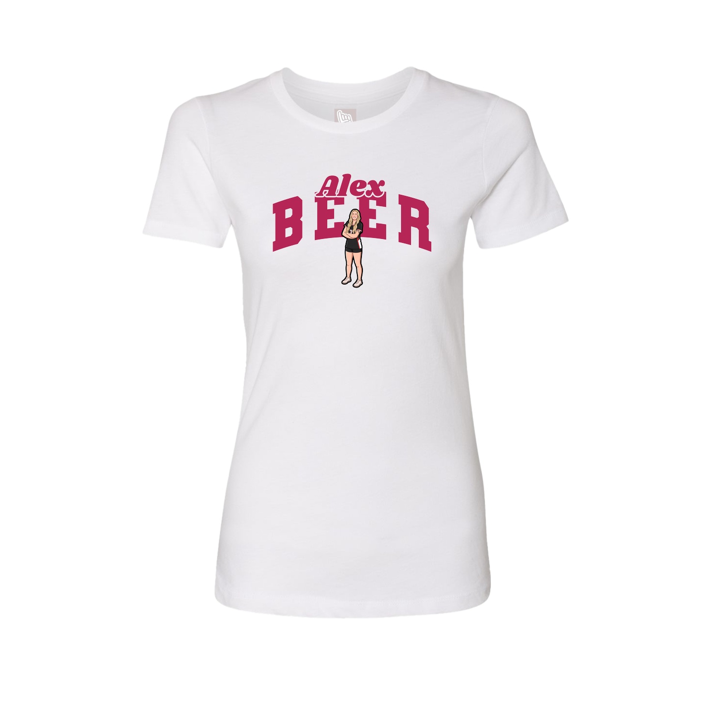Fitted Women's Tee — Signature Arch in White