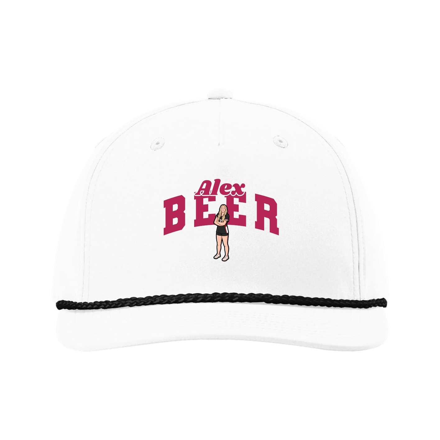 Five-Panel Classic Rope Cap — Signature Arch in White