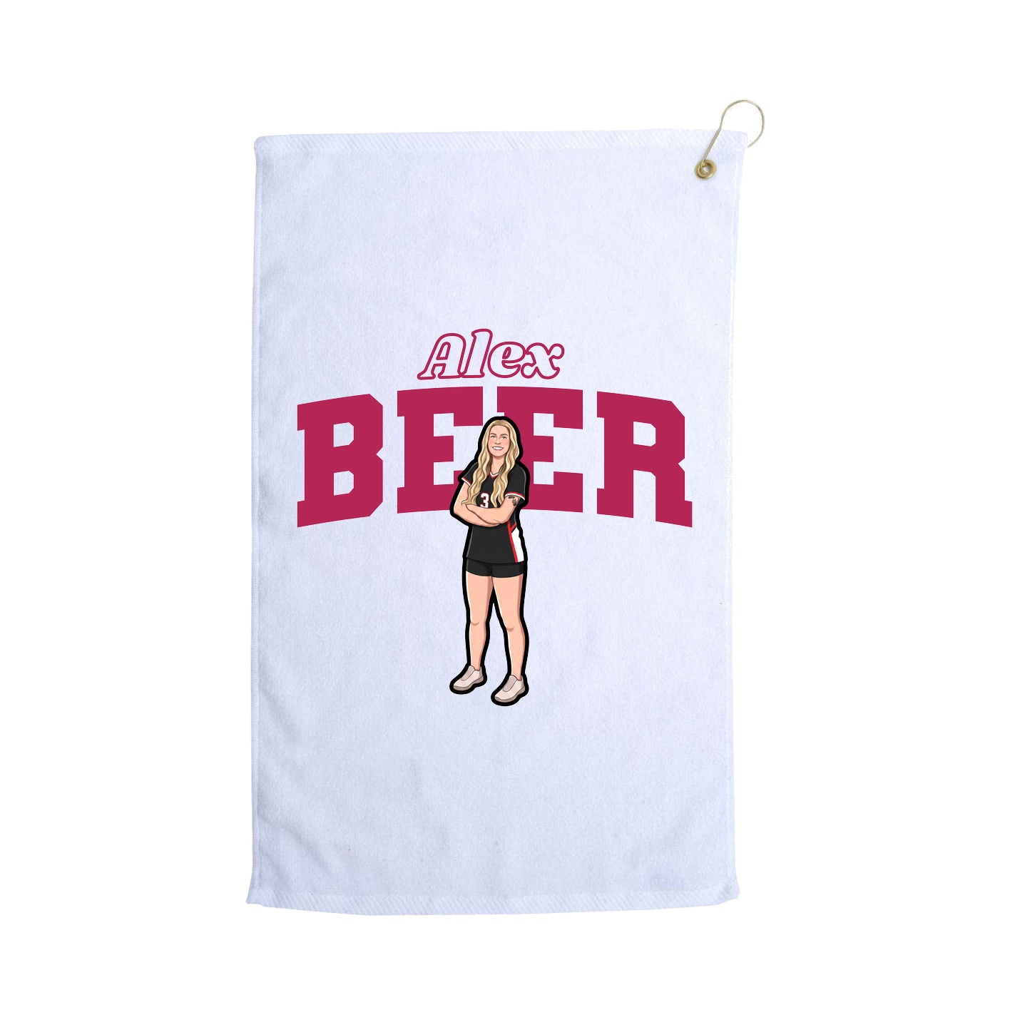 Golf Towel — Name Arch in White
