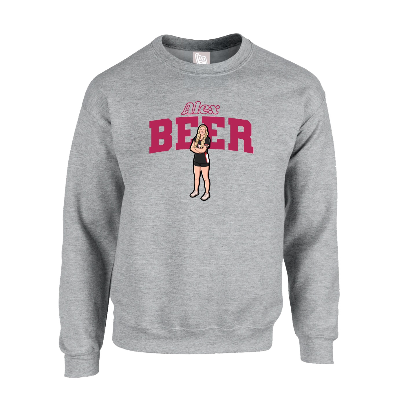 Fleece Crew — Name Arch in Grey