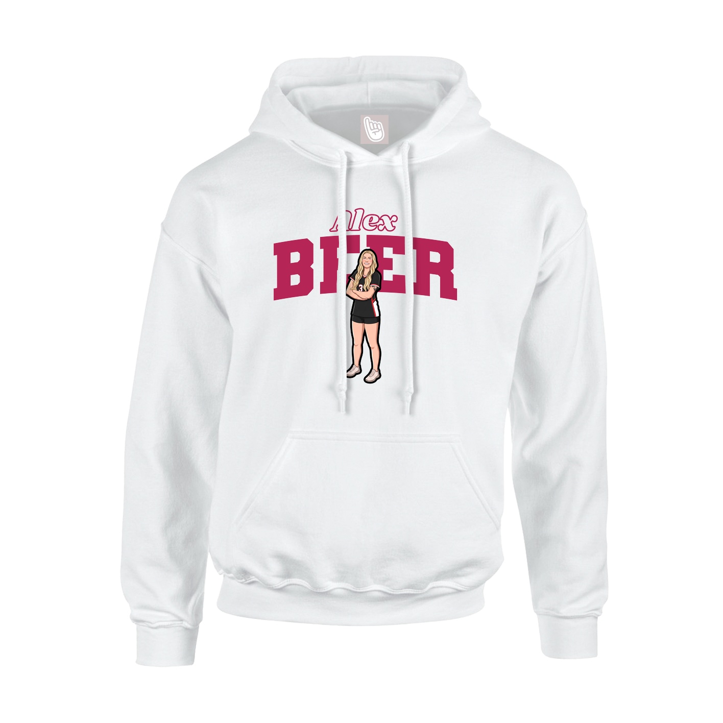 Youth Hoodie — Name Arch in White